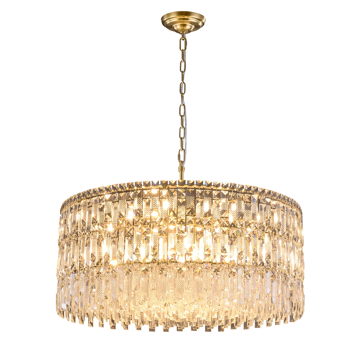 PERONI 600mm Diameter Round Modern Clear Crystal Chandelier Lighting E14 Base