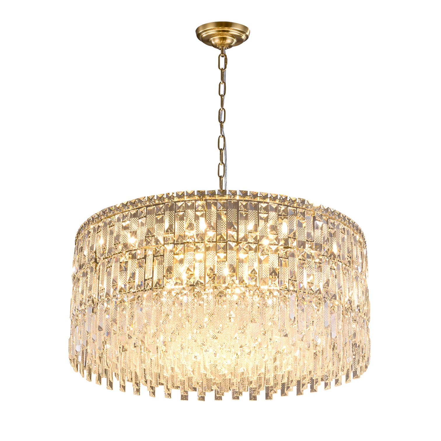 PERONI 600mm Diameter Round Modern Clear Crystal Chandelier Lighting E14 Base
