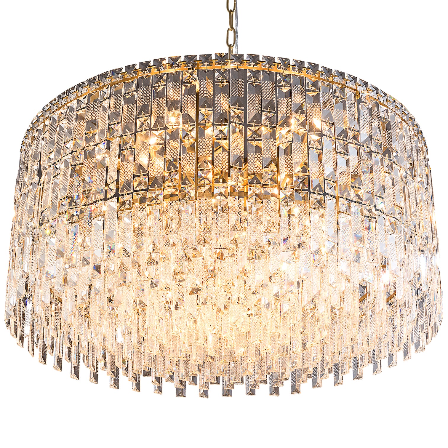 PERONI 600mm Diameter Round Modern Clear Crystal Chandelier Lighting E14 Base