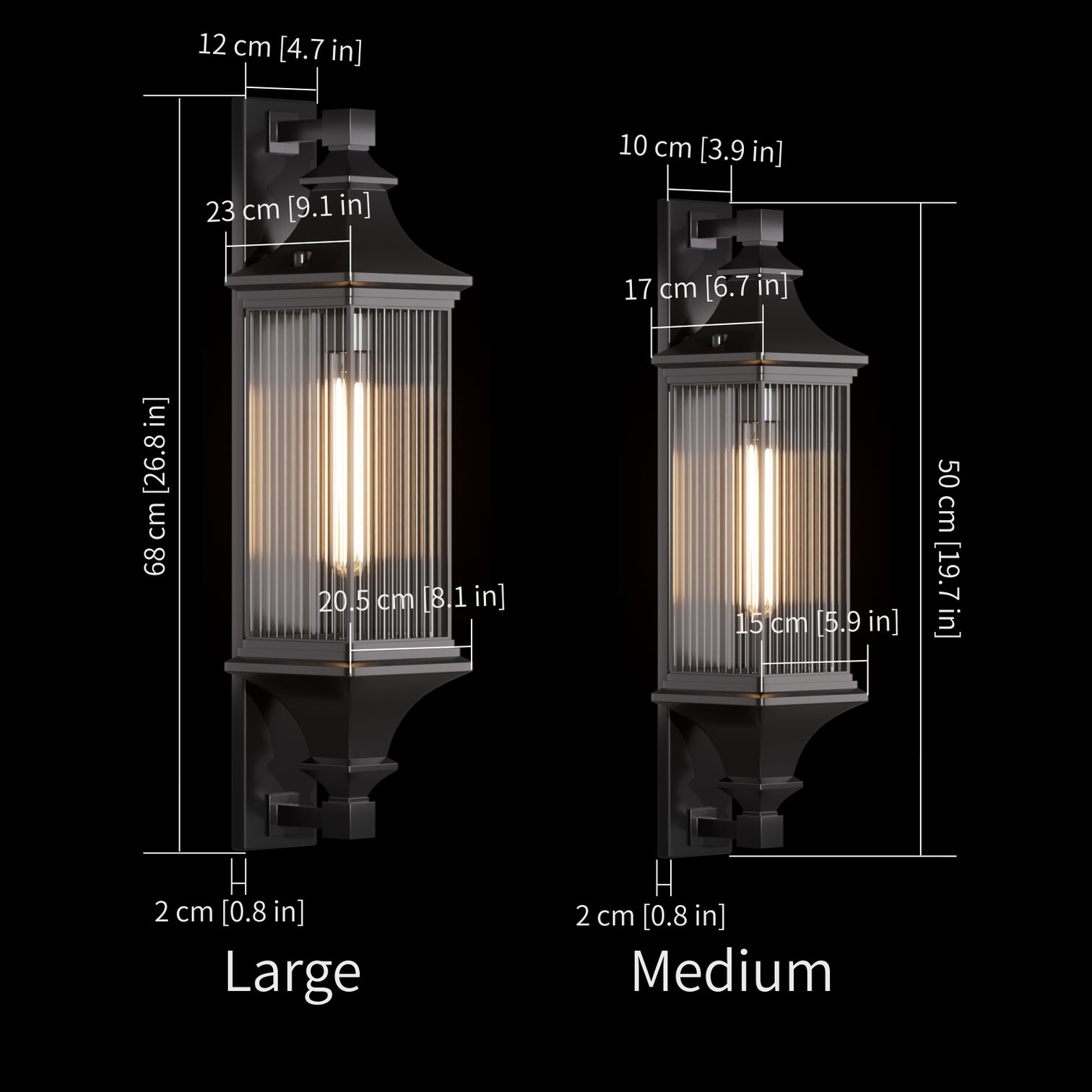 TIANA Provincial Type Exterior Wall Light Fixtures IP44 Matt Black - 7Pandas Australia