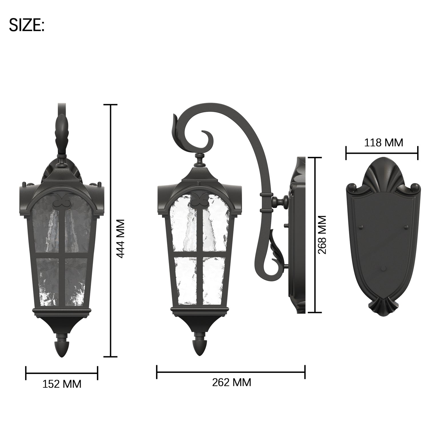 HALEY Provincial Style Exterior Outdoor Lantern Wall Light Aluminium Die-casting IP44 - 7Pandas Australia
