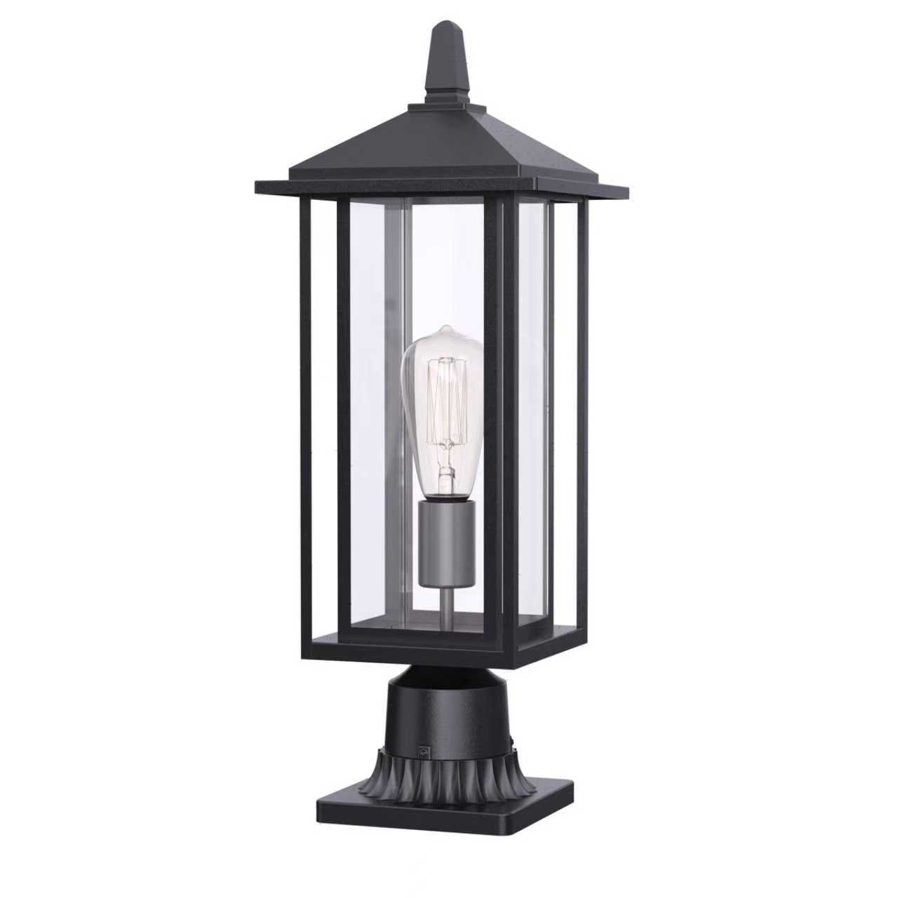 Madrid Exterior Outdoor Lantern Style Post Light Pathway Lighting Matt Black - 7Pandas Australia