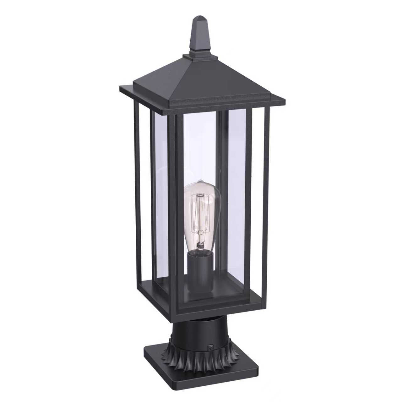 Madrid Exterior Outdoor Lantern Style Post Light Pathway Lighting Matt Black - 7Pandas Australia