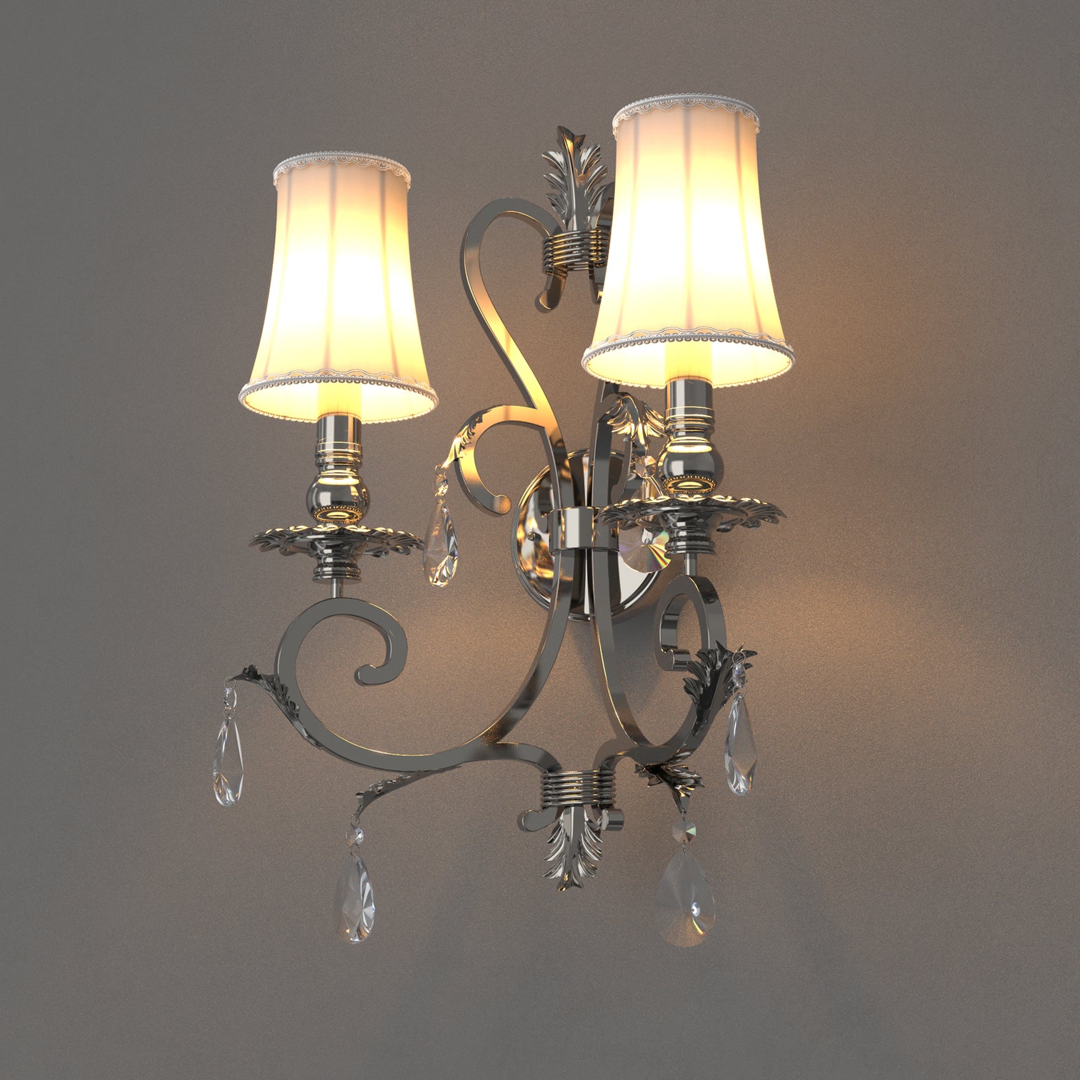 MILANO Modern Style Luxury Crystal Decorative Wall Light 2*E14 Silver Plating - 7Pandas Australia