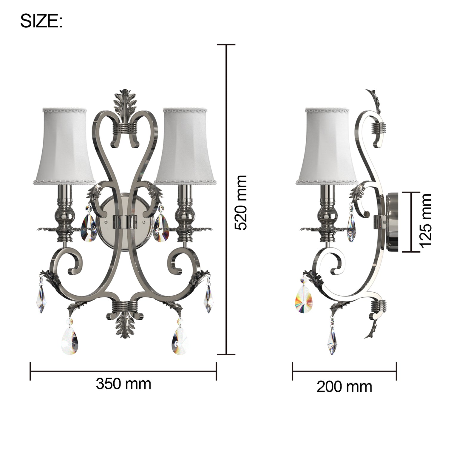 MILANO Modern Style Luxury Crystal Decorative Wall Light 2*E14 Silver Plating - 7Pandas Australia