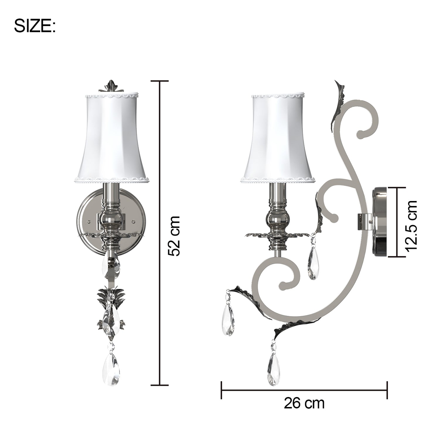 MILANO Modern Style Luxury Crystal Decorative Wall Light 2*E14 Silver Plating - 7Pandas Australia