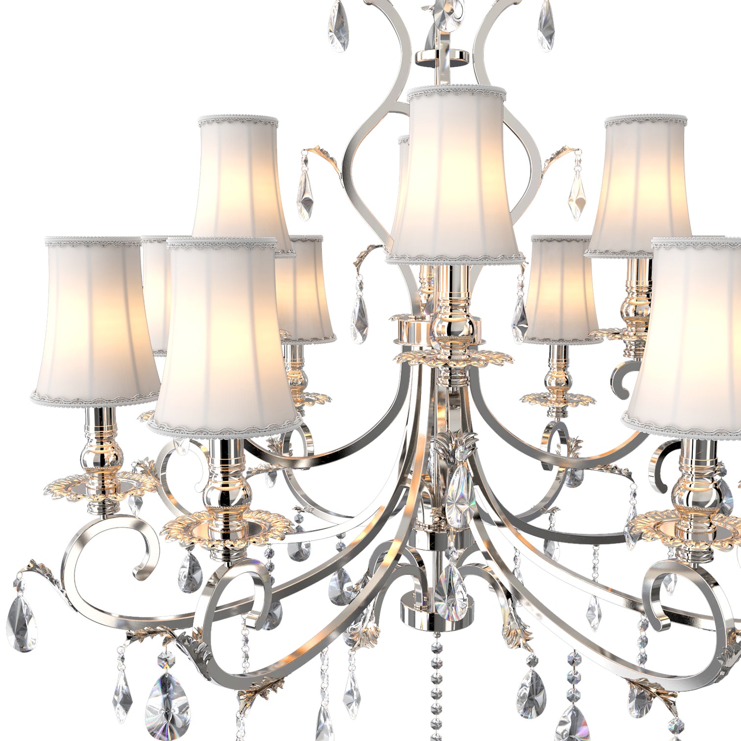 Milano 1020mm diameter 12 Lights Silver Luxury K9 Crystal Chandeliers for dining room, living Room E14 Base - 7Pandas Australia