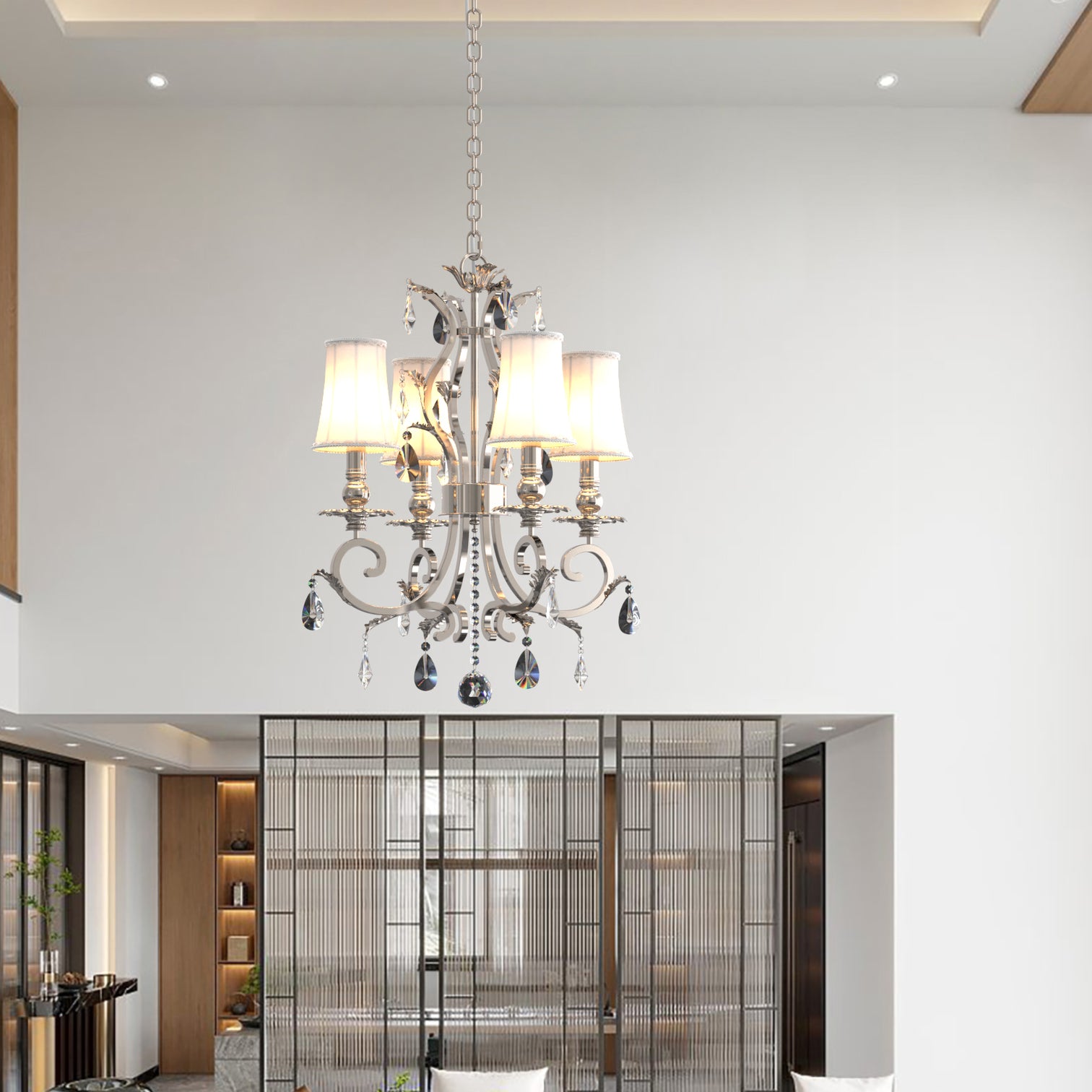 Milano 500mm Diameter 4 Lights Silver Luxury K9 Crystal Chandeliers for dining room, living Room E14 Base - 7Pandas Australia