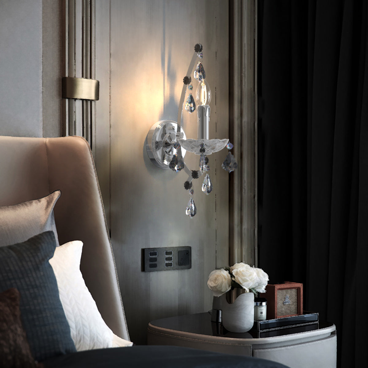 PARIS Provincial Style K9 Crystal Wall Light  E14 Candelabra bulb - 7Pandas Australia