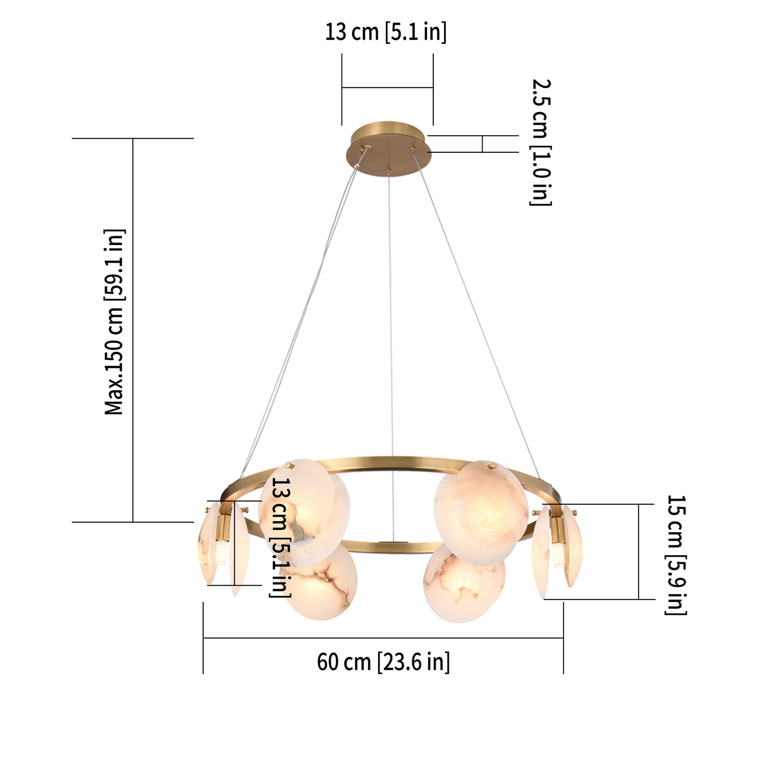 CLAUD Circular Modern Style Alabaster Chandeliers Dining Room Foyer Entryway Hallway LED G9 Bulb Included - 7Pandas Australia