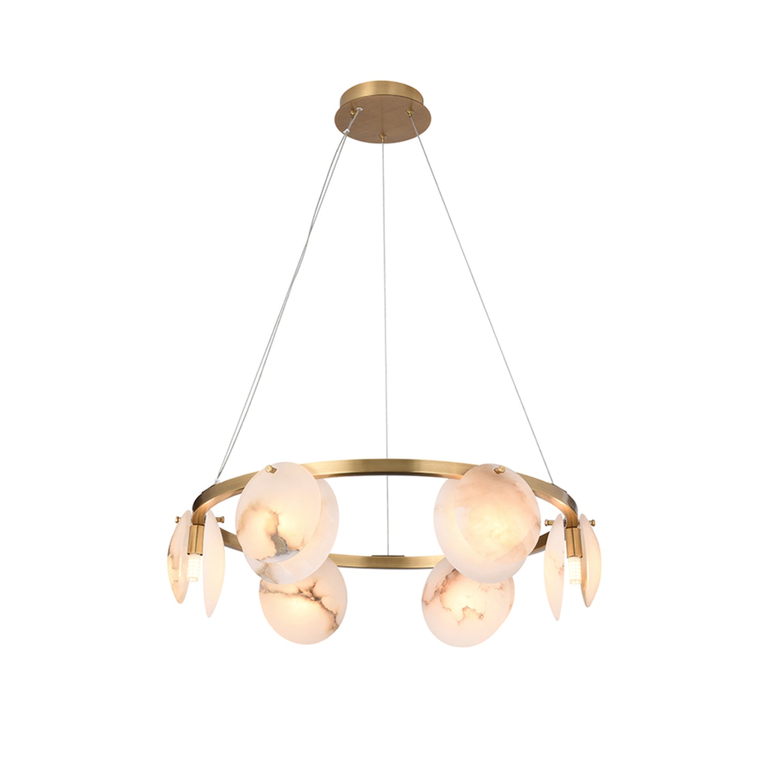 CLAUD Circular Modern Style Alabaster Chandeliers Dining Room Foyer Entryway Hallway LED G9 Bulb Included - 7Pandas Australia