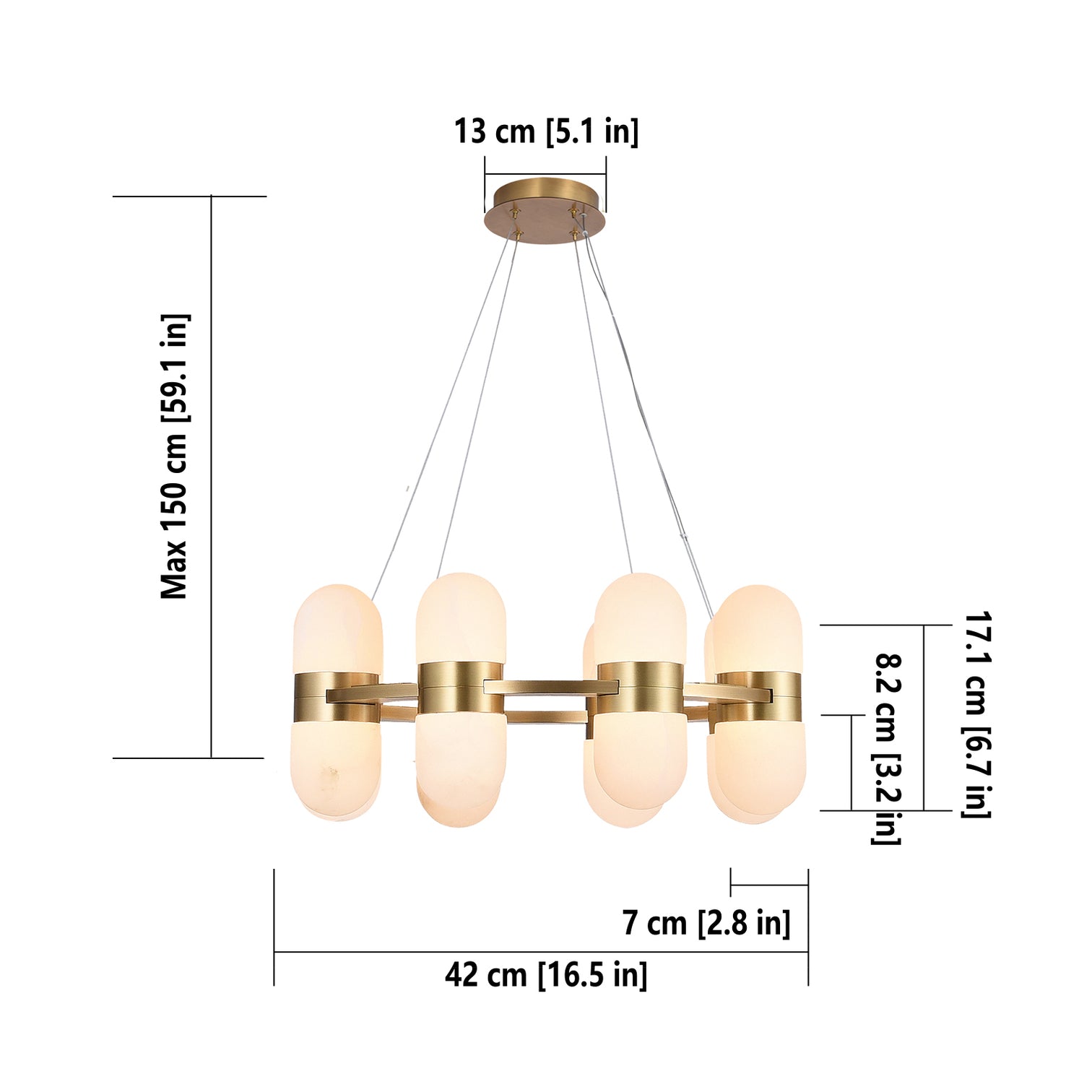 ROCKET 6-Lights 420mm Round Alabaster Chandeliers Dining Room Foyer Entryway Hallway LED G9 Bulb Included - 7Pandas Australia