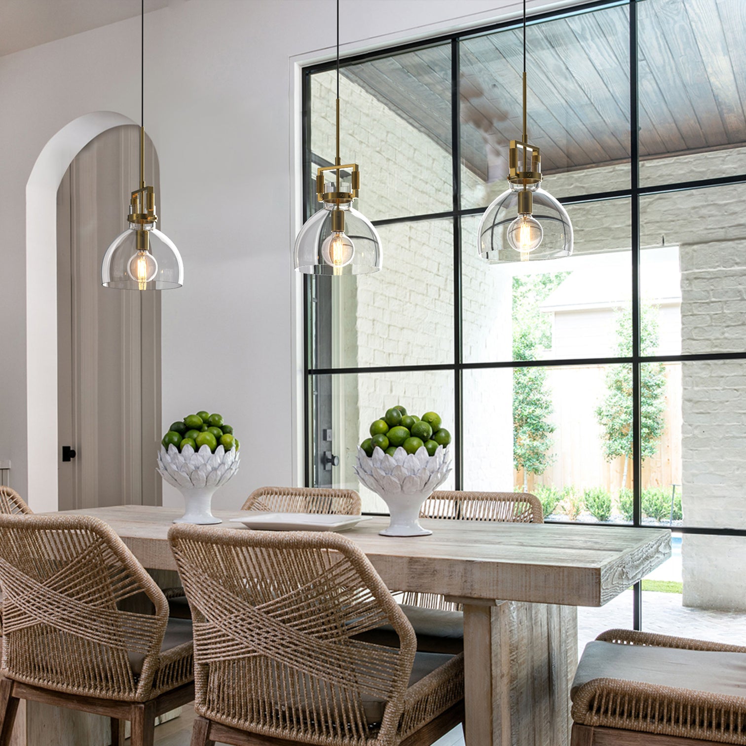 Oporto Modern Glass Pendant Light Kitchen Island bench top Aged Brass Chrome Black E27 - 7Pandas Australia