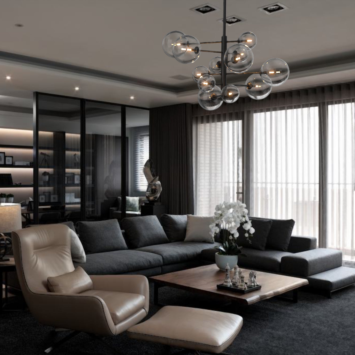 Bubble Length Contemporary Large Round Ball Crystal Chandeliers 12*G9 Lamp base - 7Pandas Australia