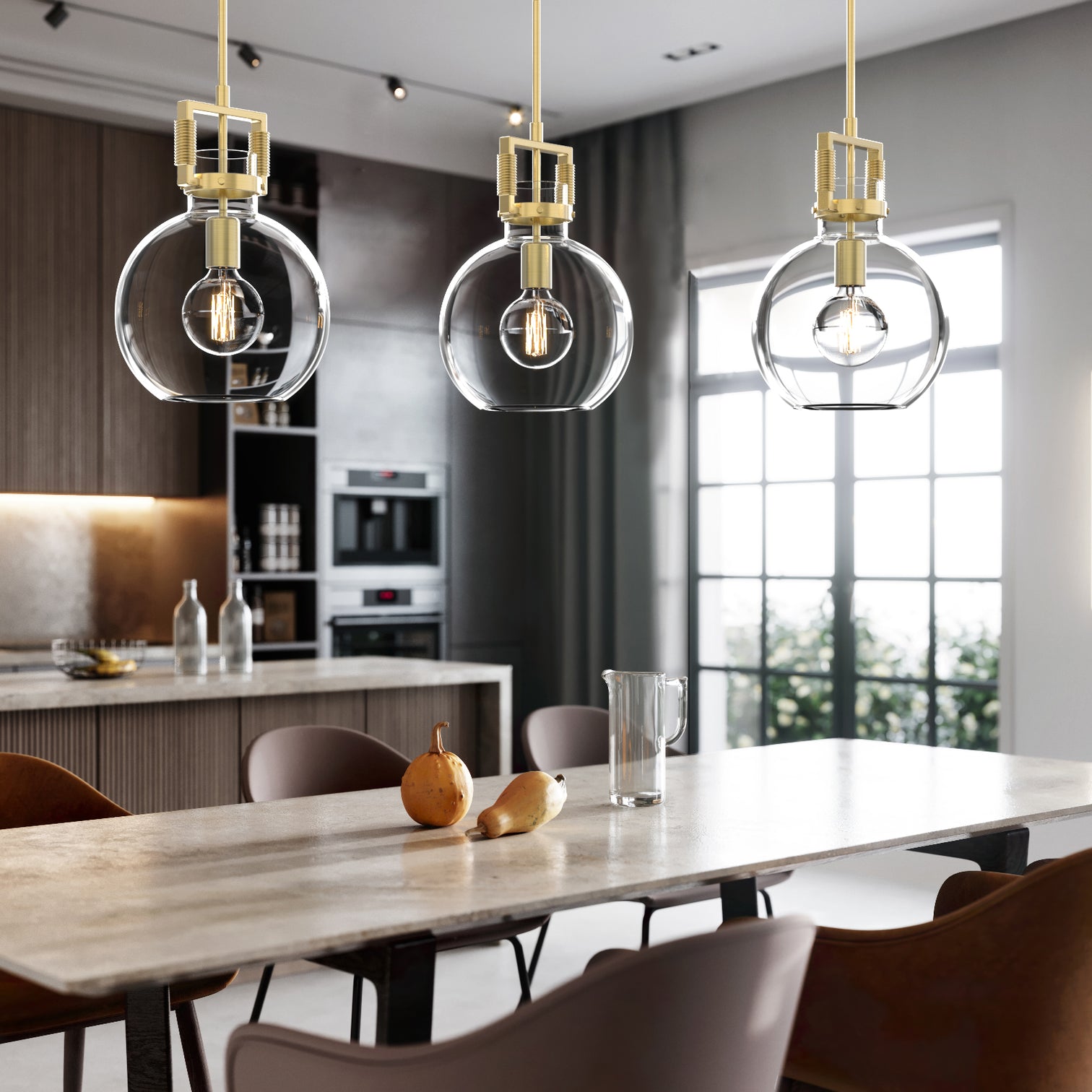 OCULUS 250mm Designer Contemporary Clear Glass Pendant Light for Kitchen Island - 7Pandas Australia