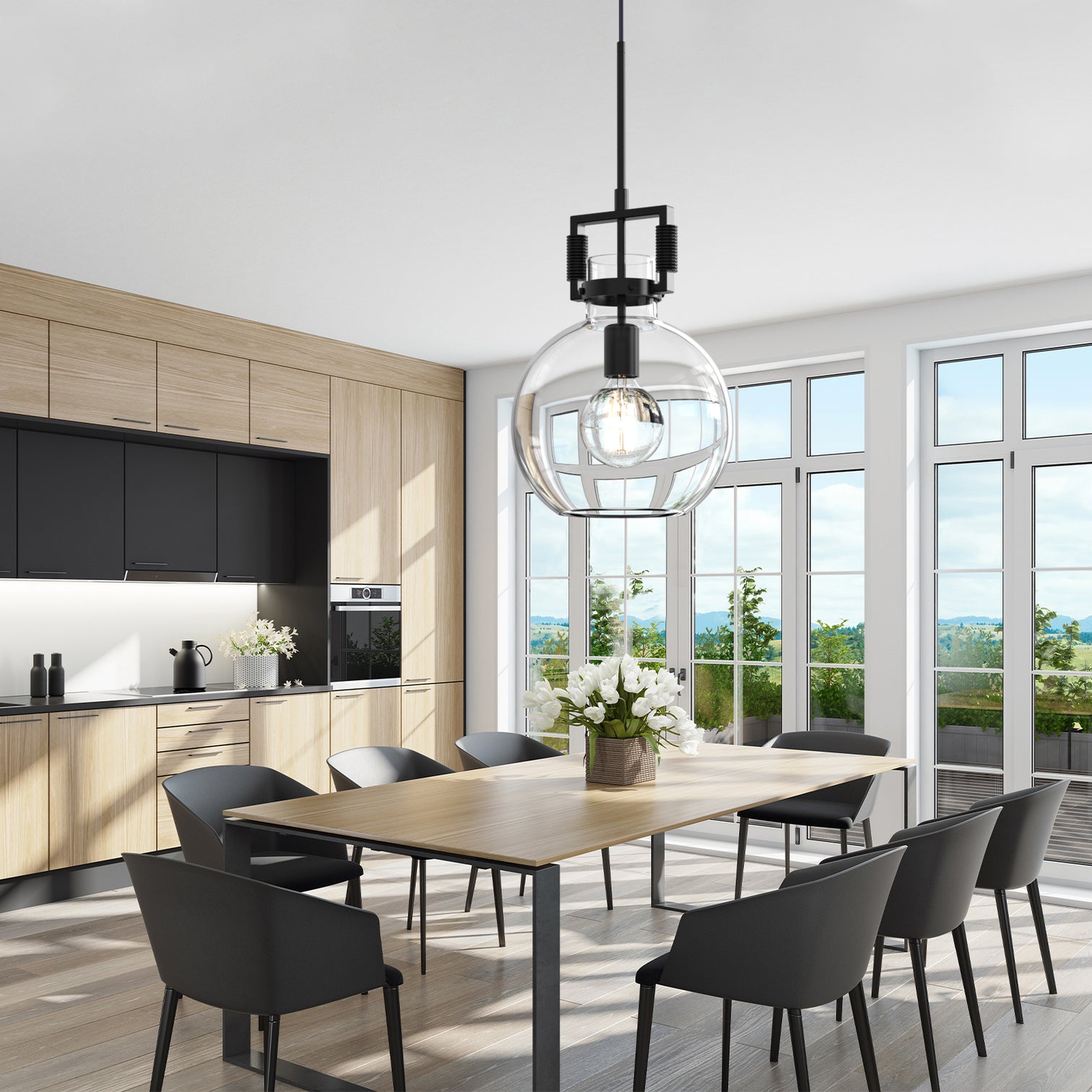 OCULUS 250mm Designer Contemporary Clear Glass Pendant Light for Kitchen Island - 7Pandas Australia