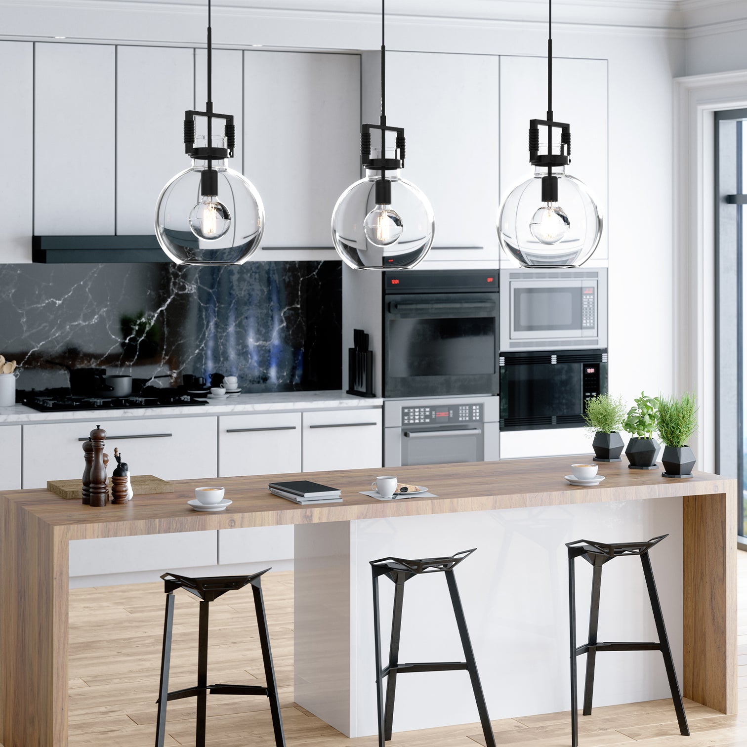 OCULUS 250mm Designer Contemporary Clear Glass Pendant Light for Kitchen Island - 7Pandas Australia