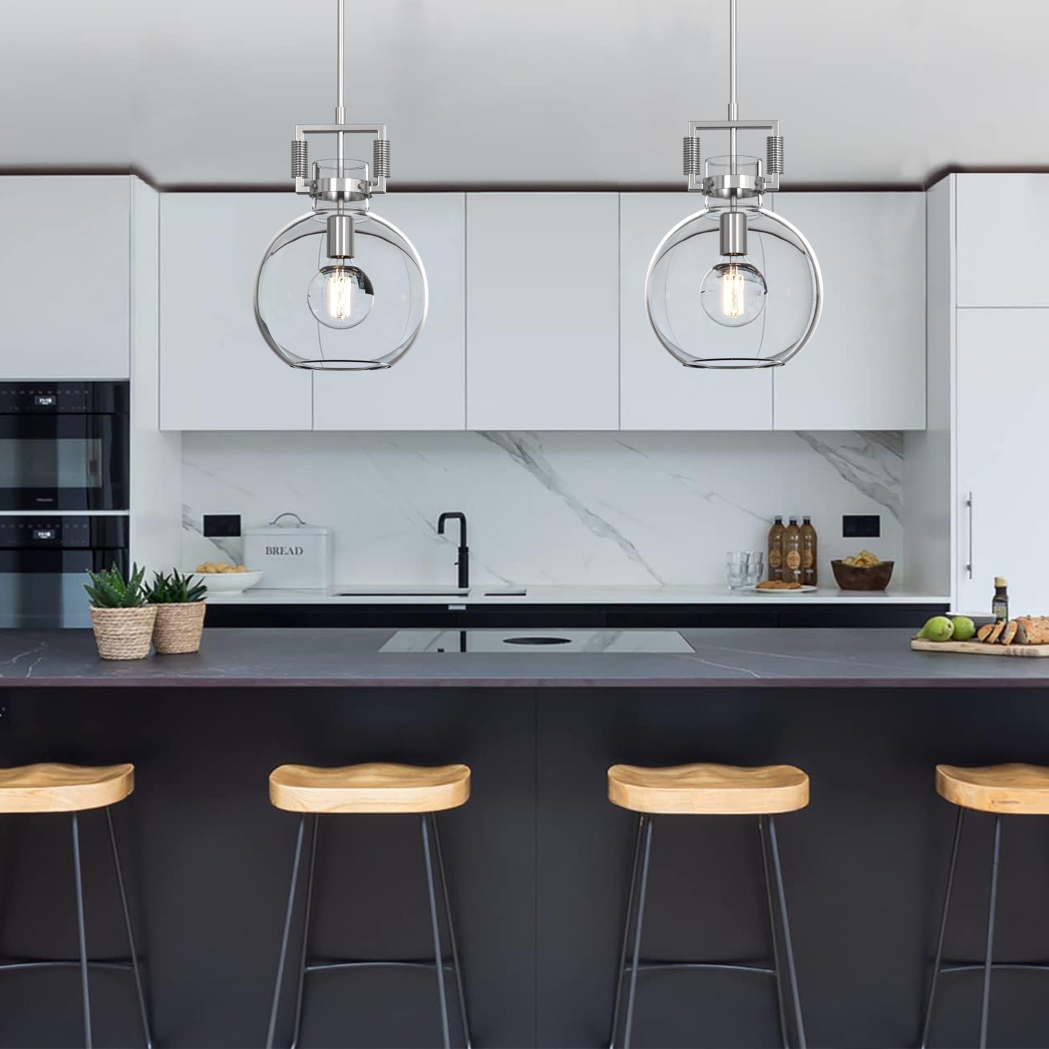 OCULUS 250mm Designer Contemporary Clear Glass Pendant Light for Kitchen Island - 7Pandas Australia