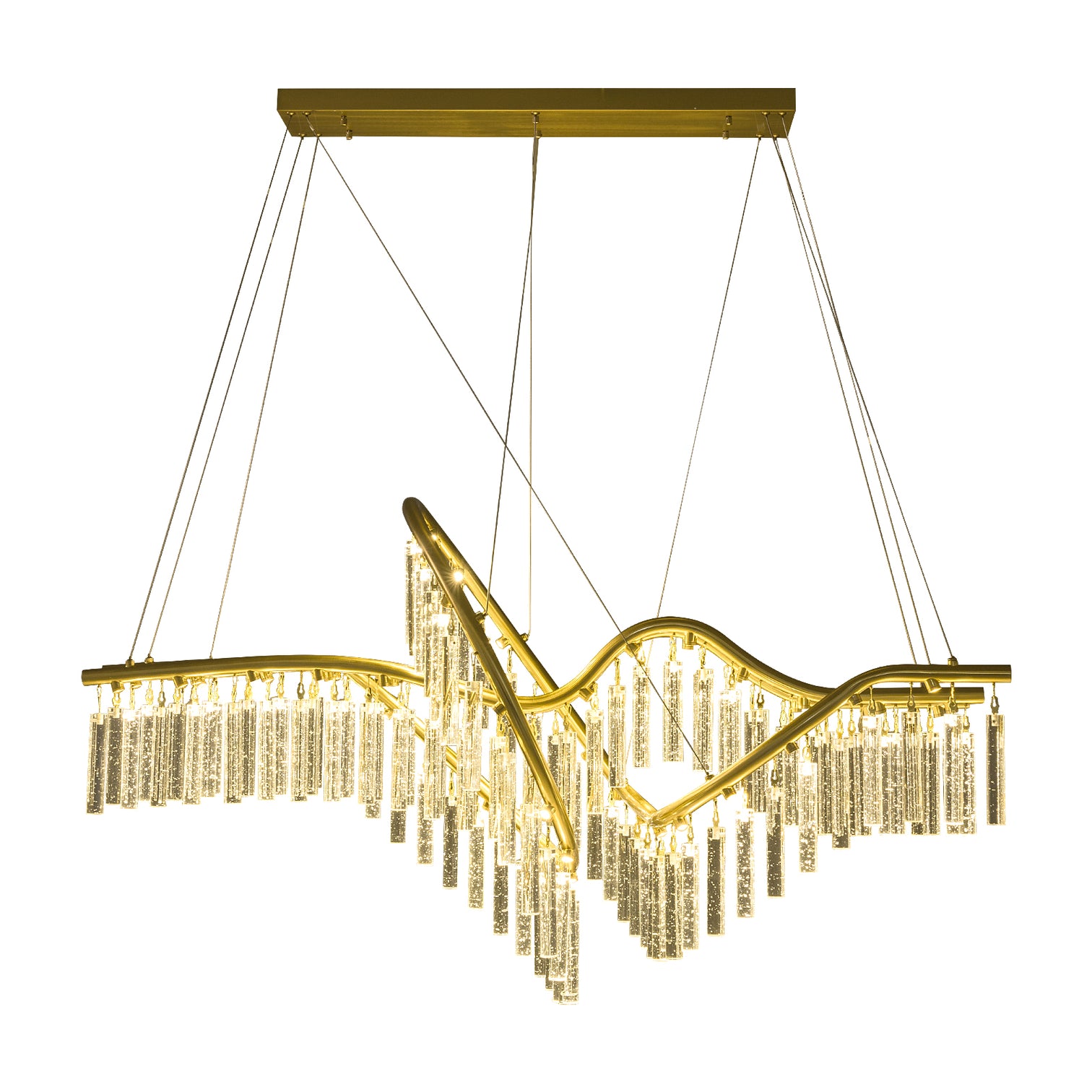 LUSENA Large Contemporary Design LED Clear Crystal Chandelier 3000K Aged Brass - 7Pandas Australia