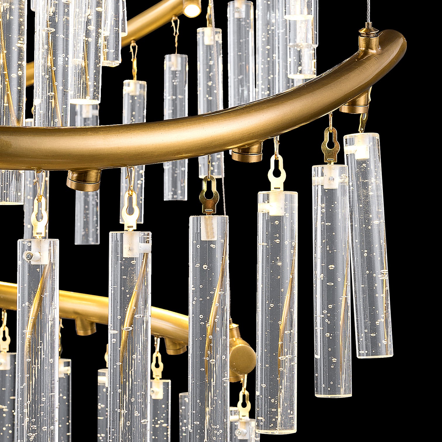 LUSENA Large Contemporary Design LED Clear Crystal Chandelier 3000K Aged Brass - 7Pandas Australia