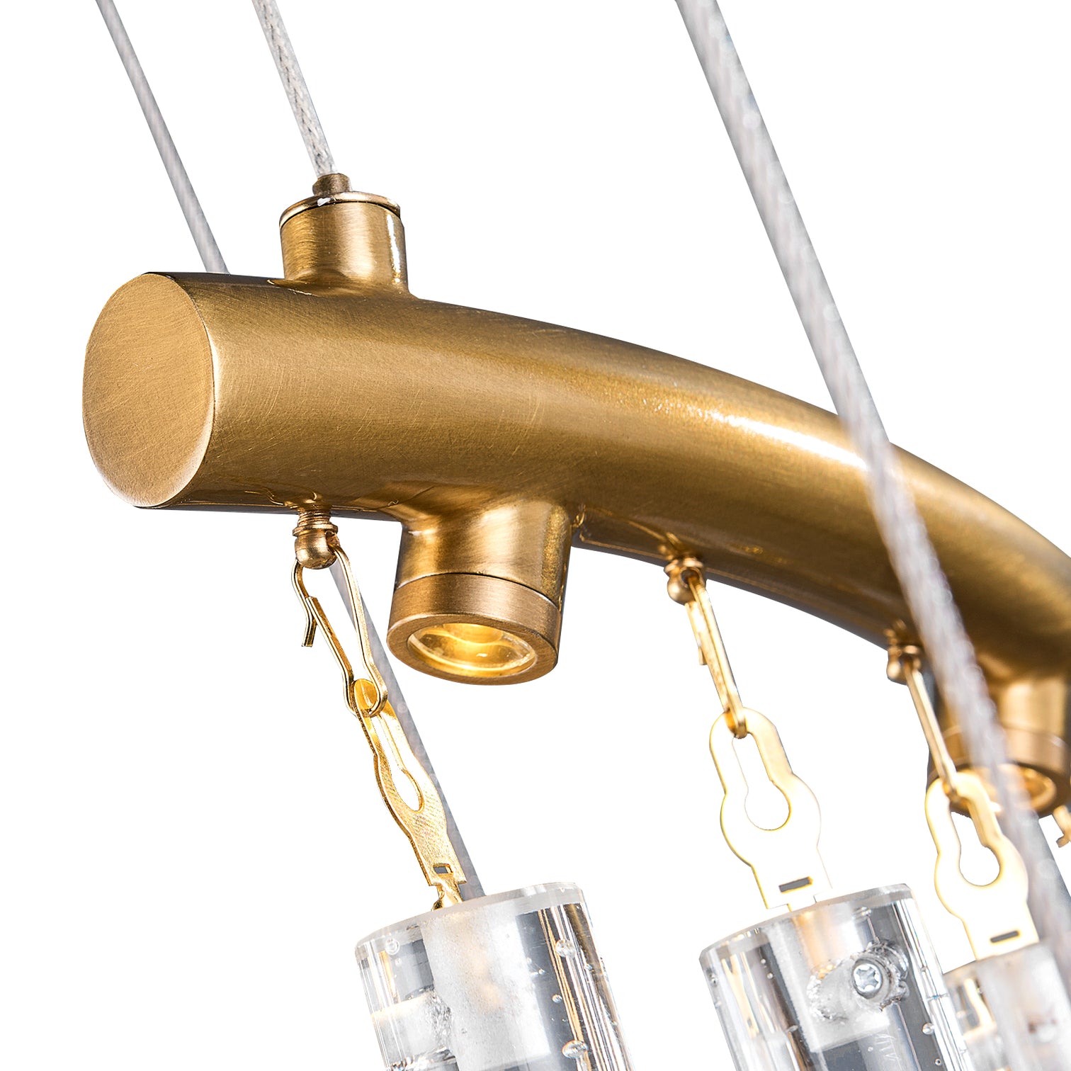 LUSENA Large Contemporary Design LED Clear Crystal Chandelier 3000K Aged Brass - 7Pandas Australia