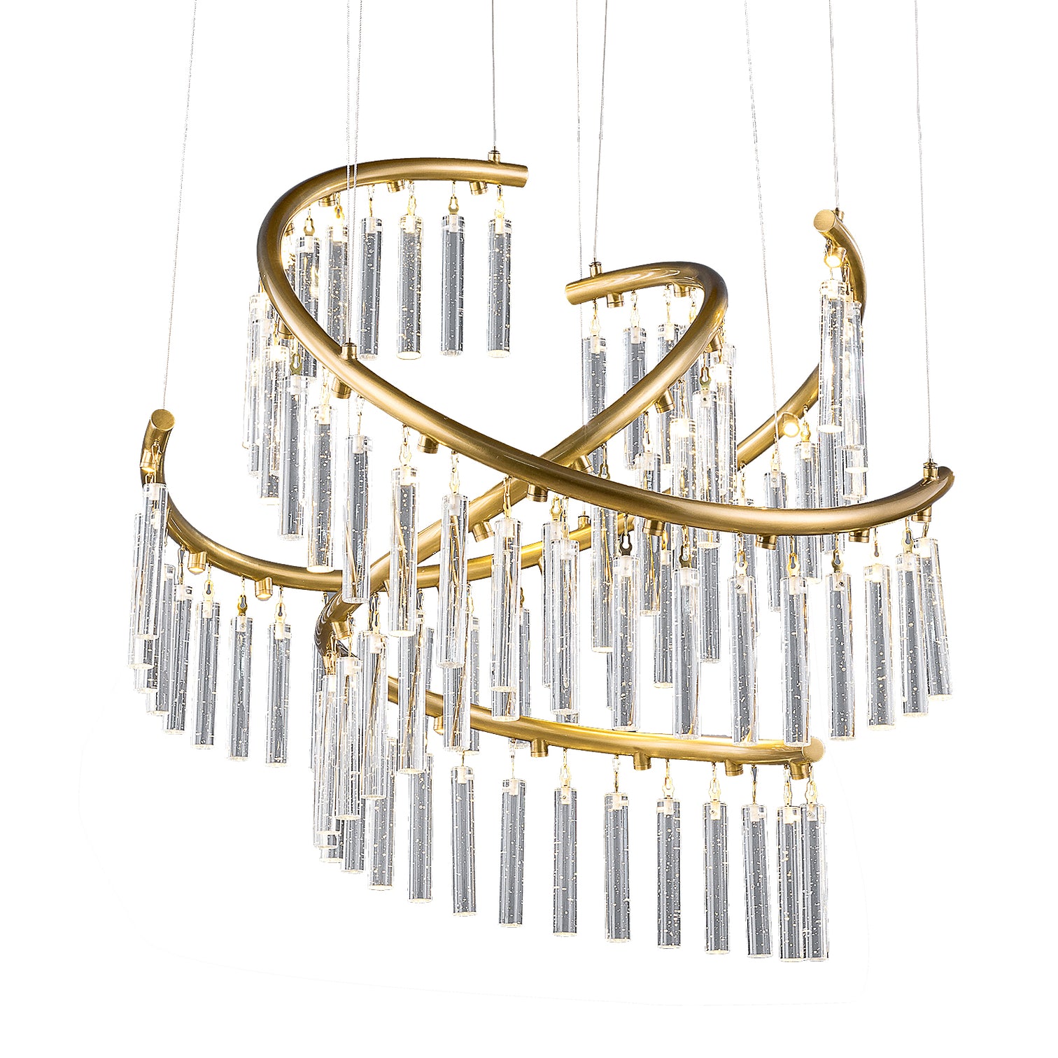 LUSENA Large Contemporary Design LED Clear Crystal Chandelier 3000K Aged Brass - 7Pandas Australia