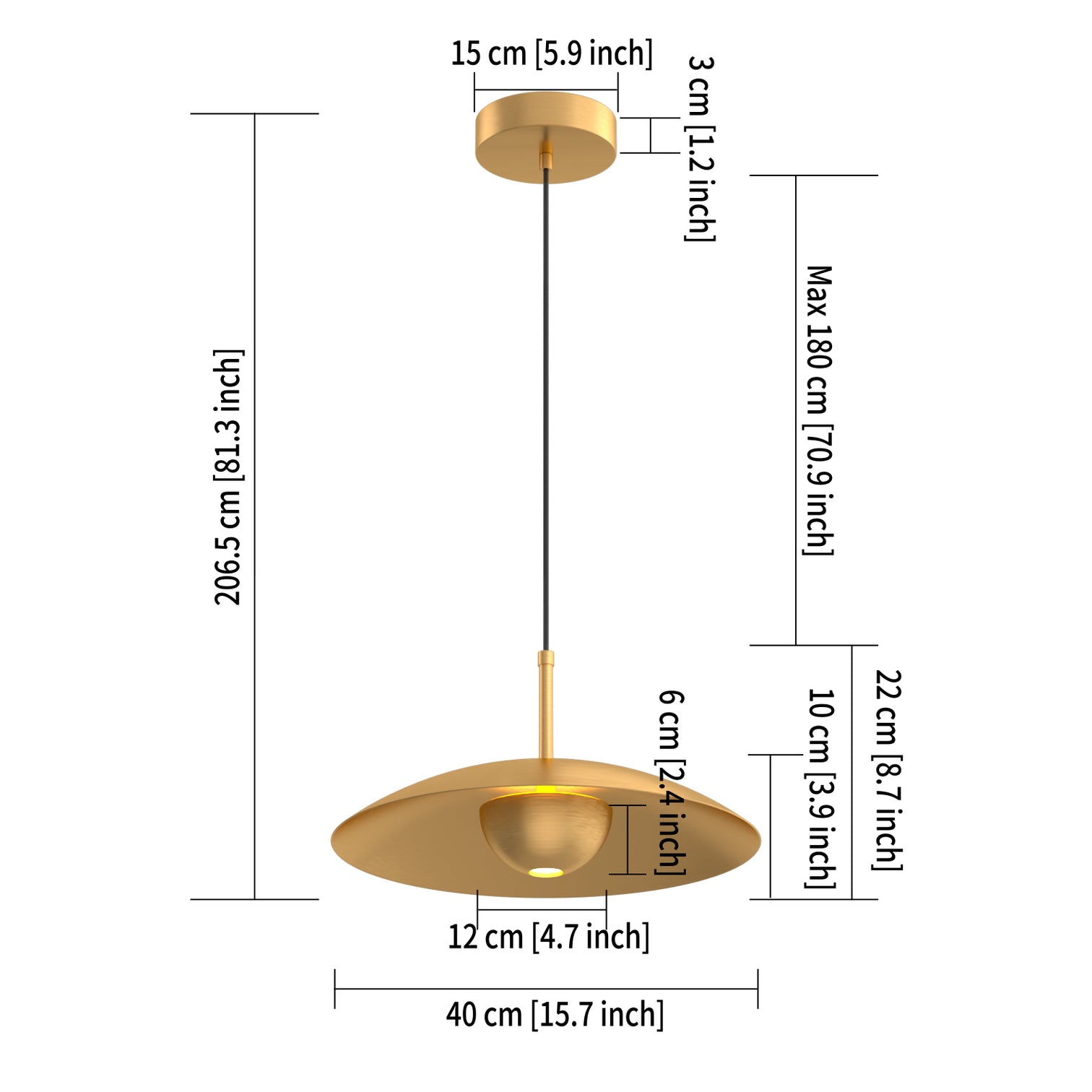 GAZDON 400mm Dia LED Solid Copper Pendant Light 10W 2700K - 7Pandas Australia