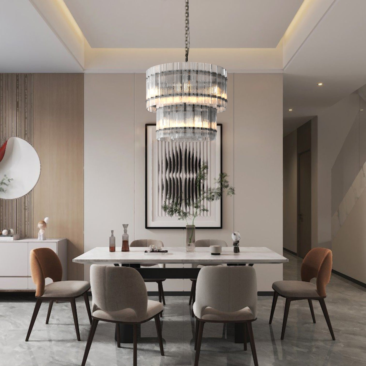 VALENCIA 2 Layer Round Large Modern Style K9 Crystal Chandelier Aged Brass 18* E14 base - 7Pandas Australia