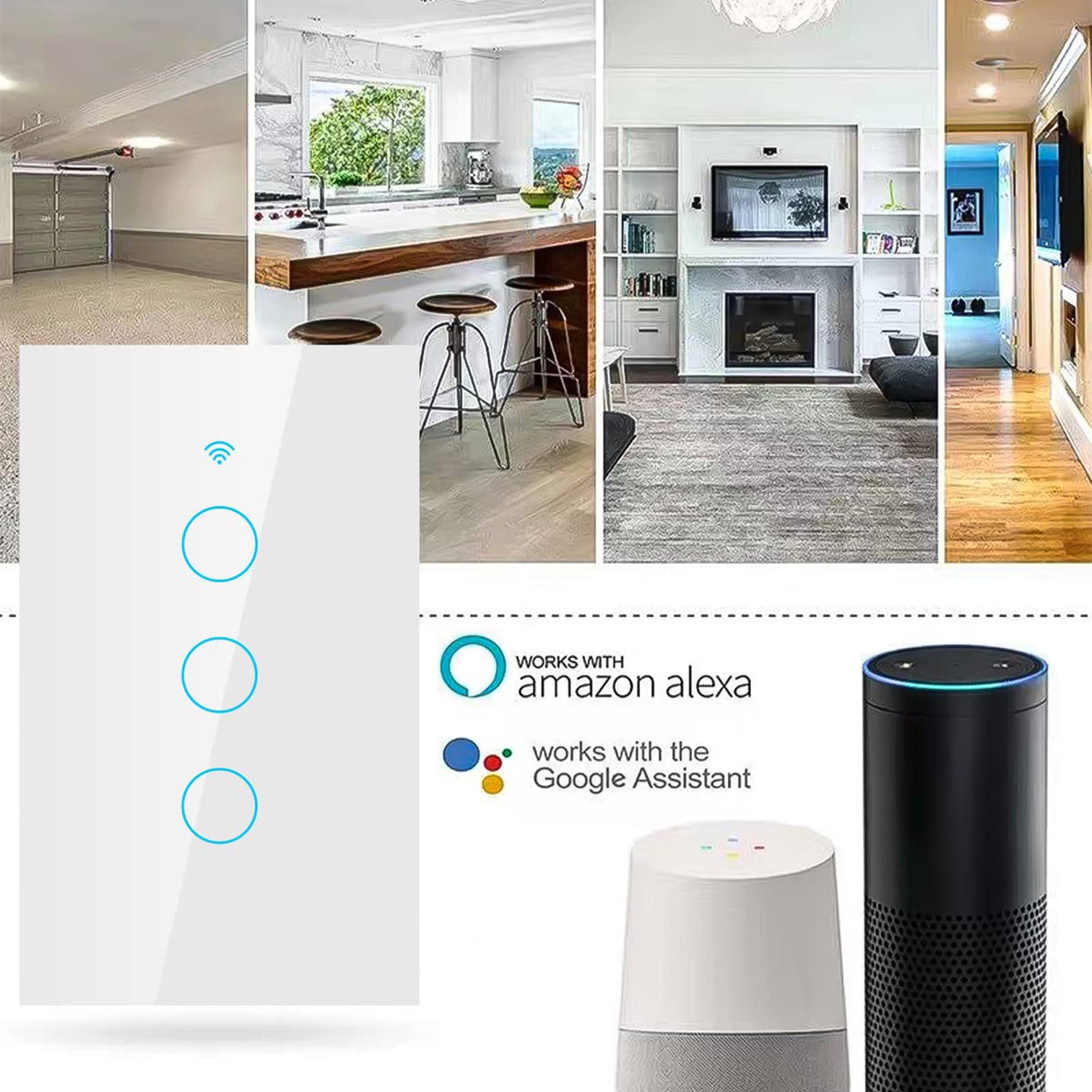 WiFi Smart Wall Touch Light Switch Phone Control Compatible with iOS and Android Alexa Echo and Google Assistant - 7Pandas Australia