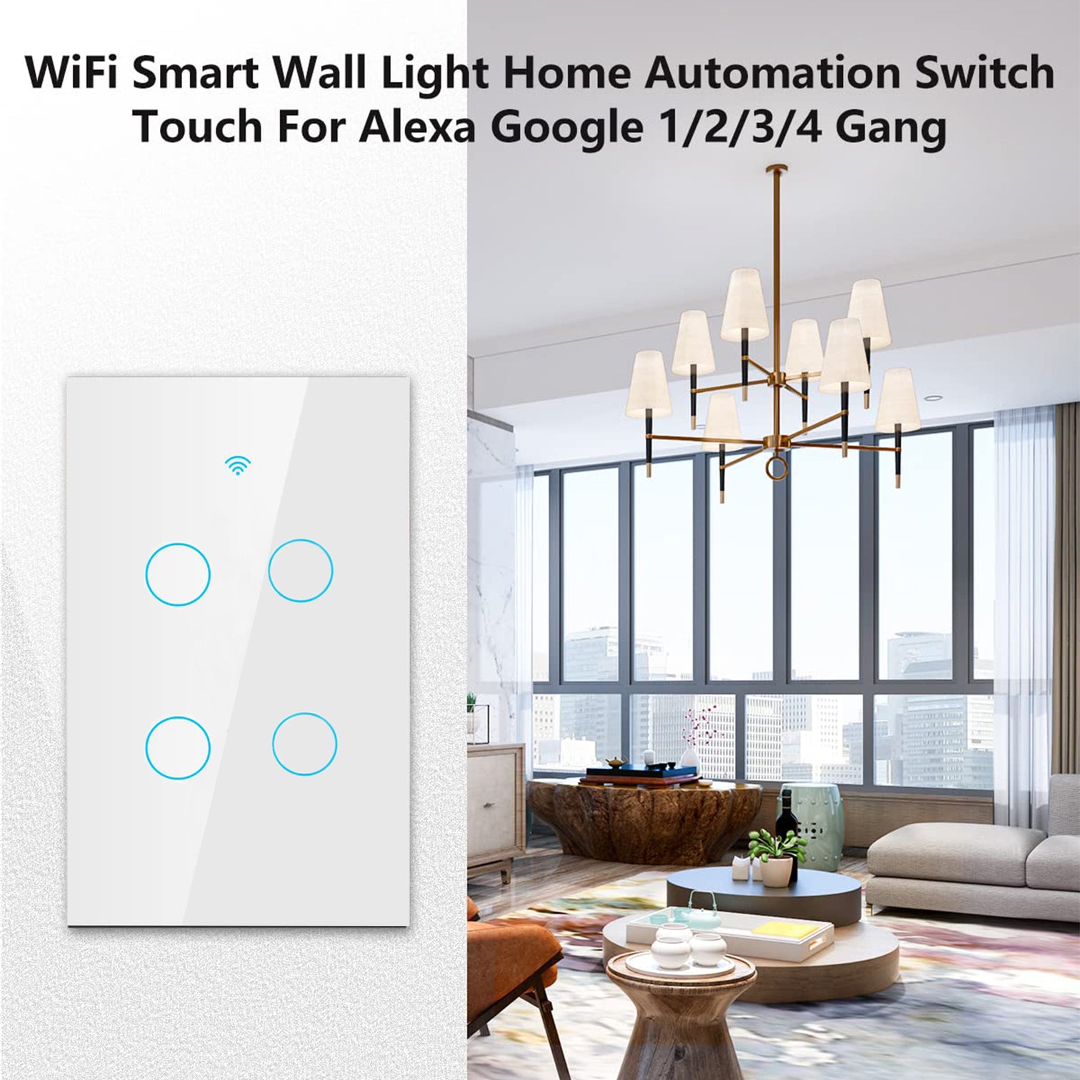 WiFi Smart Wall Touch Light Switch Phone Control Compatible with iOS and Android Alexa Echo and Google Assistant - 7Pandas Australia