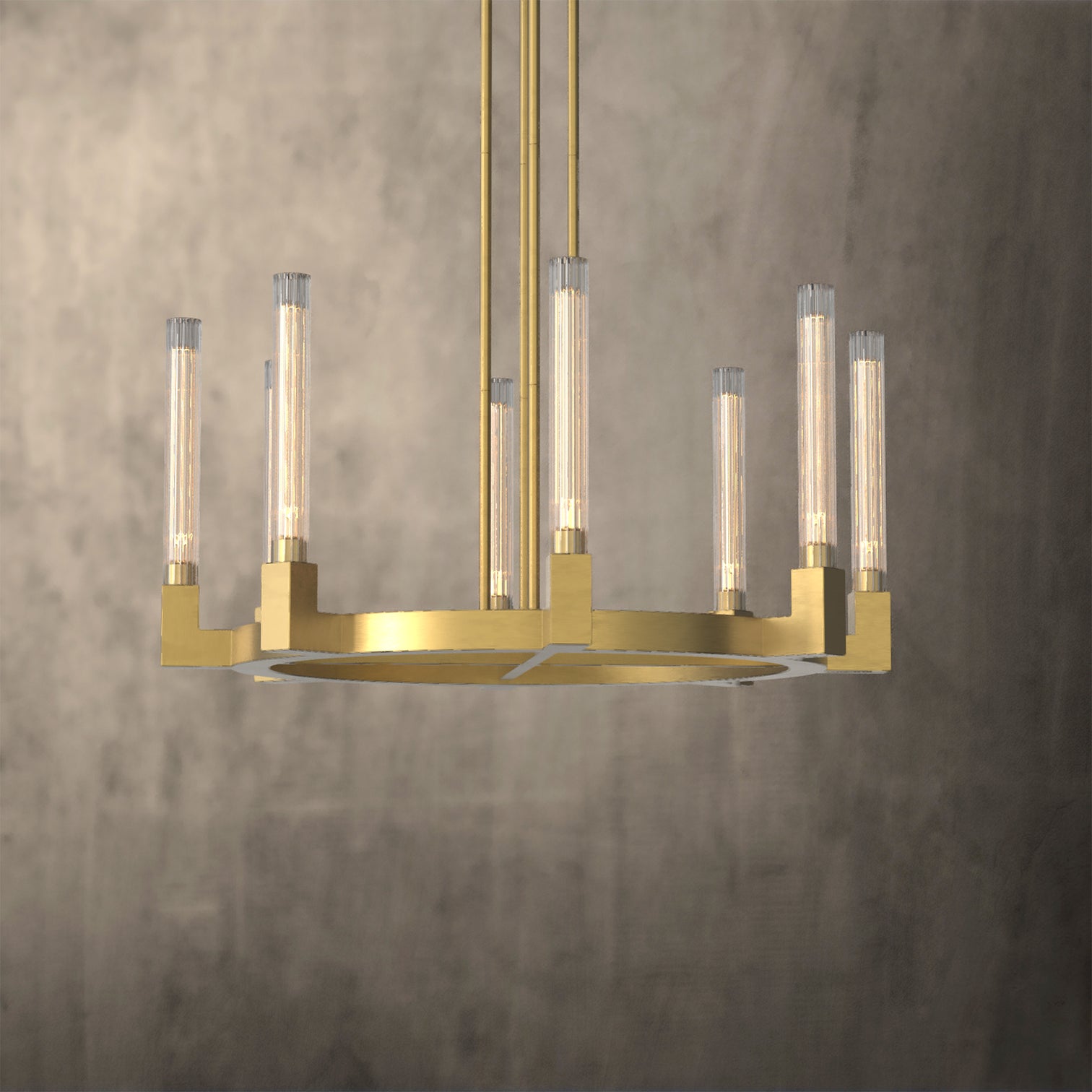 MONTE Large Modern Crystal Tubular Chandelier Round Aged Brass E27 - 7Pandas Australia
