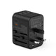 Universal Travel Plug Adapter PD 35W QC 3.0 USB 3 USB-A 2 USB-C All in One Worldwide Rapid Charge  Black - 7Pandas Australia