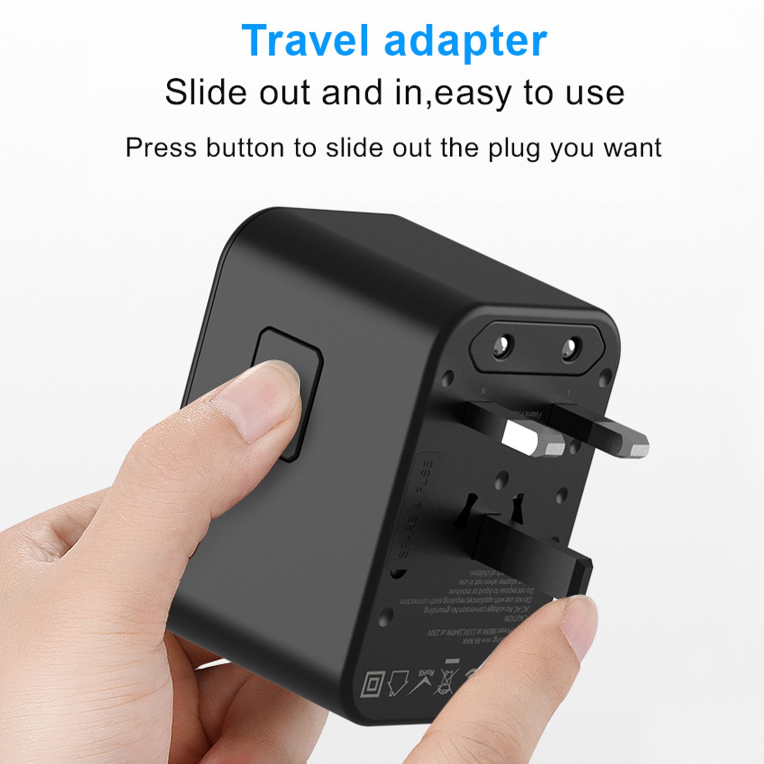 3PACK Universal Travel Adapter PD 45WAC Wall Charger for Global Travelling 1xType-C 3xType-A, Black - 7Pandas Australia