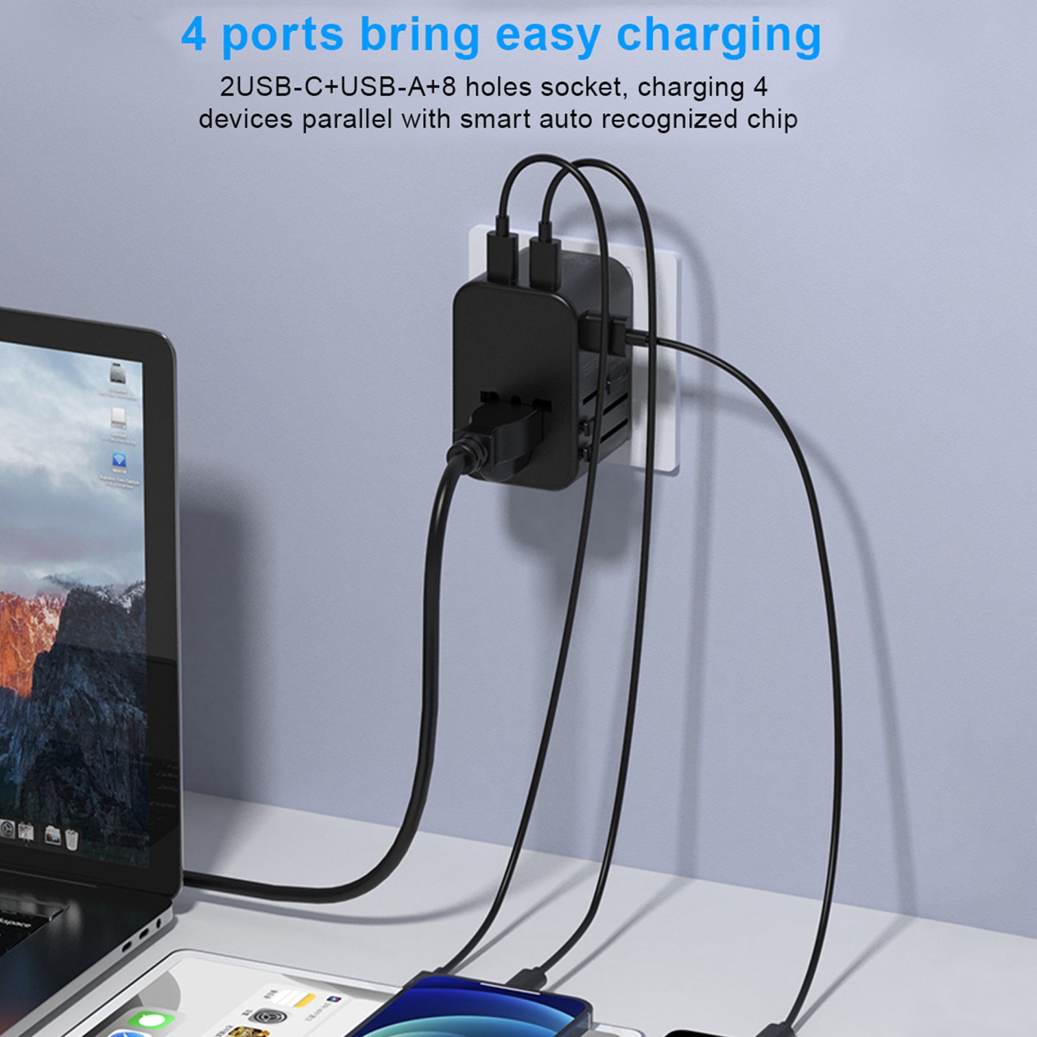 3PACK Universal Travel Adapter GaN 65W 2xUSB-C PD Fast Charging  1xUSB-A Quick Charging - 7Pandas Australia