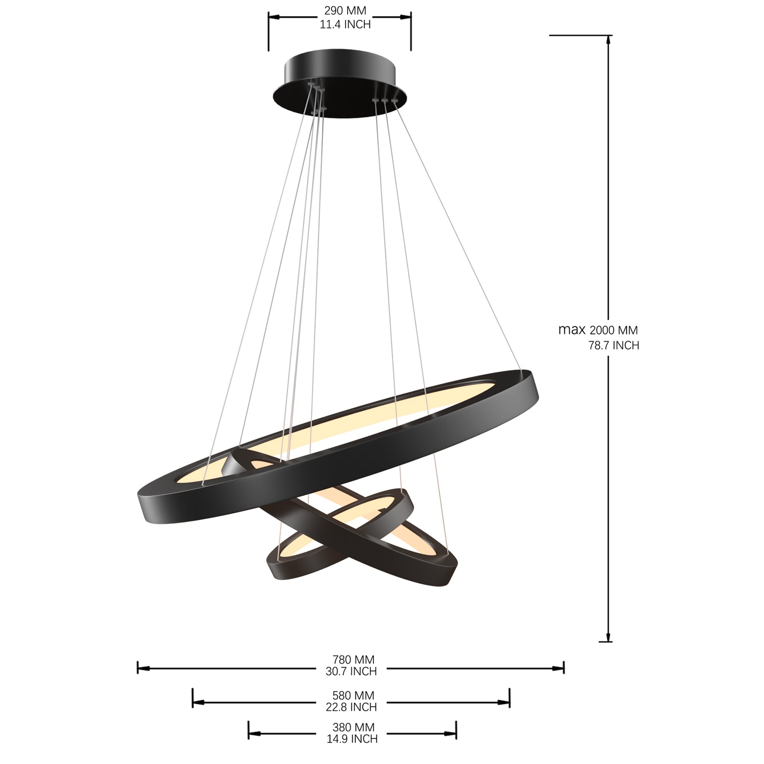BAMA LED Modern Large 3 Tiers Chandeliers Dimmable CCT selectable color Temperature - 7Pandas Australia