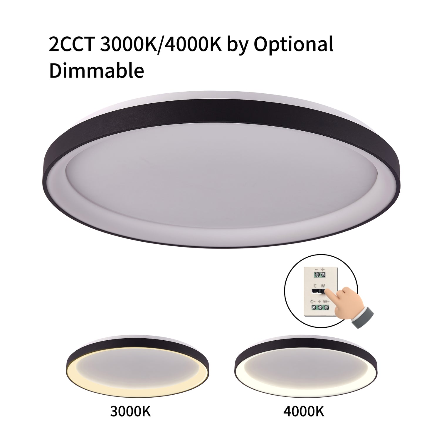 AVLON LED Ceiling Oyster Light Fixture 2CCT Color Temperature Selectable Dimmable - 7Pandas Australia