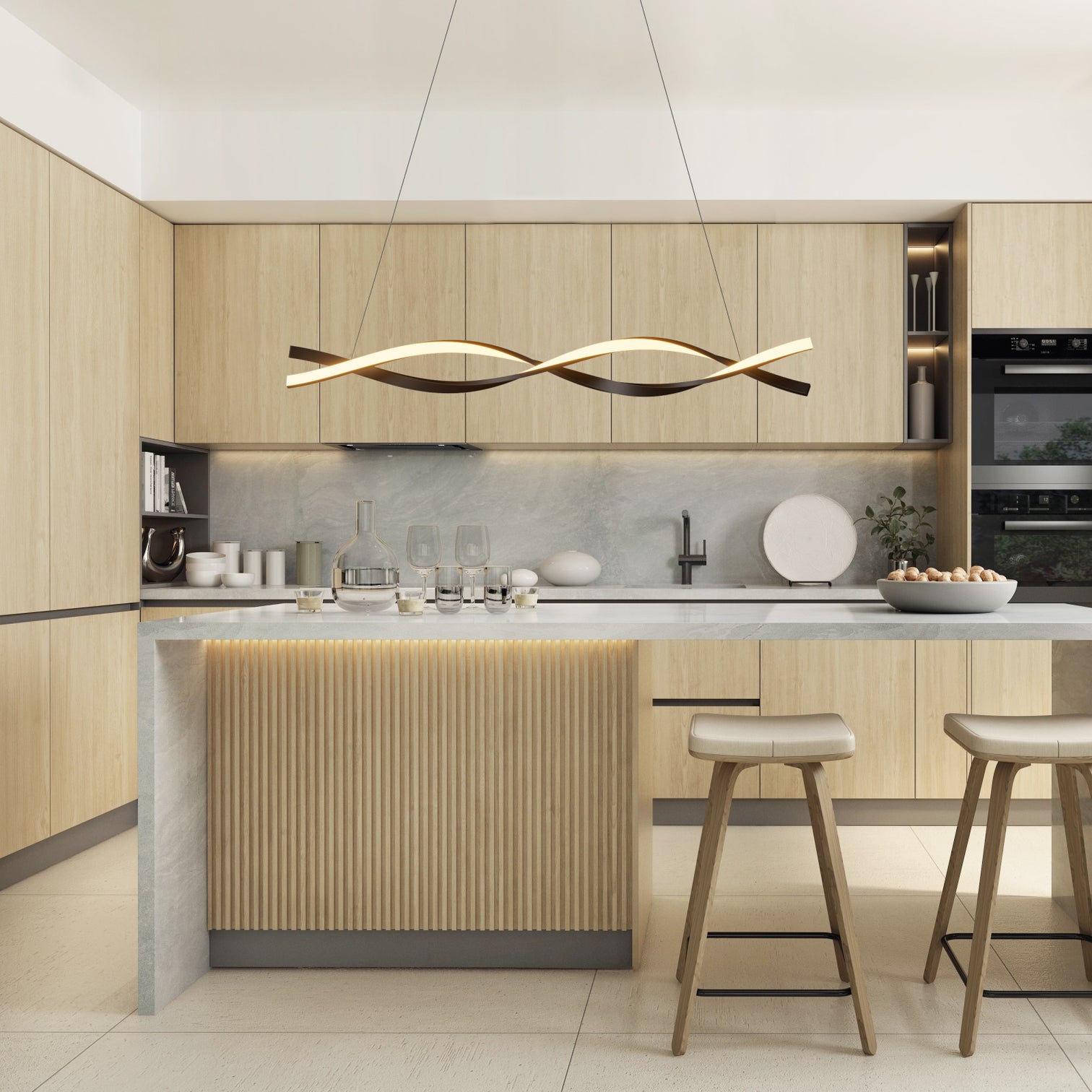 MONRICO Modern Linear LED Pendant Light 2CCT Dimmable 1200mm 38W Dining Table Matt Black - 7Pandas Australia