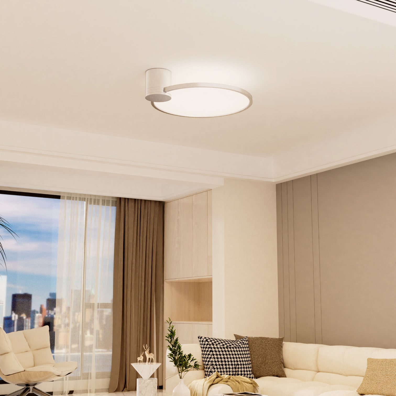 ELINA 40cm Diameter LED Ceiling Flush Mount 2CCT 40W Dimmable Silver - 7Pandas Australia