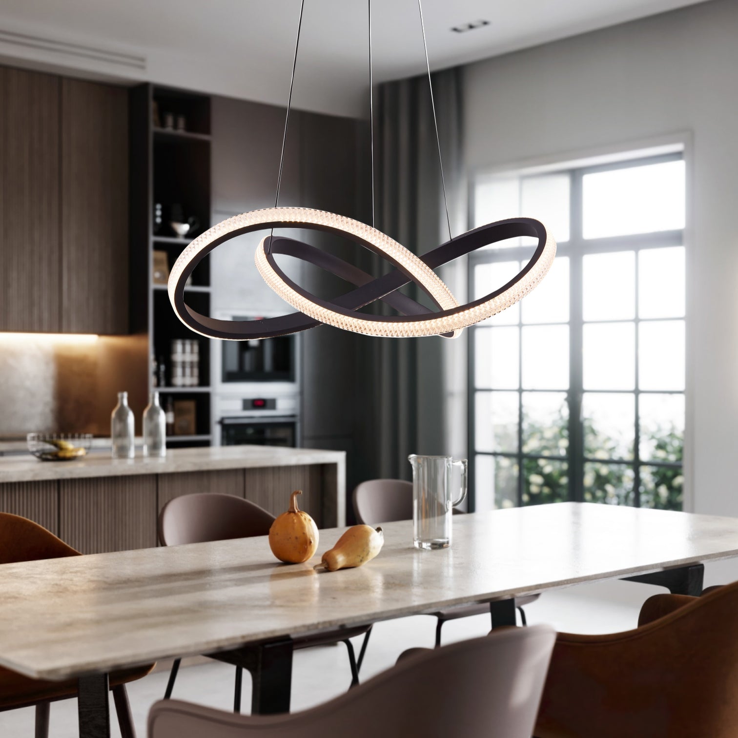 PHIX Contemporary Style LED Pendant Light 2CCT Dimmable Matt Black - 7Pandas Australia