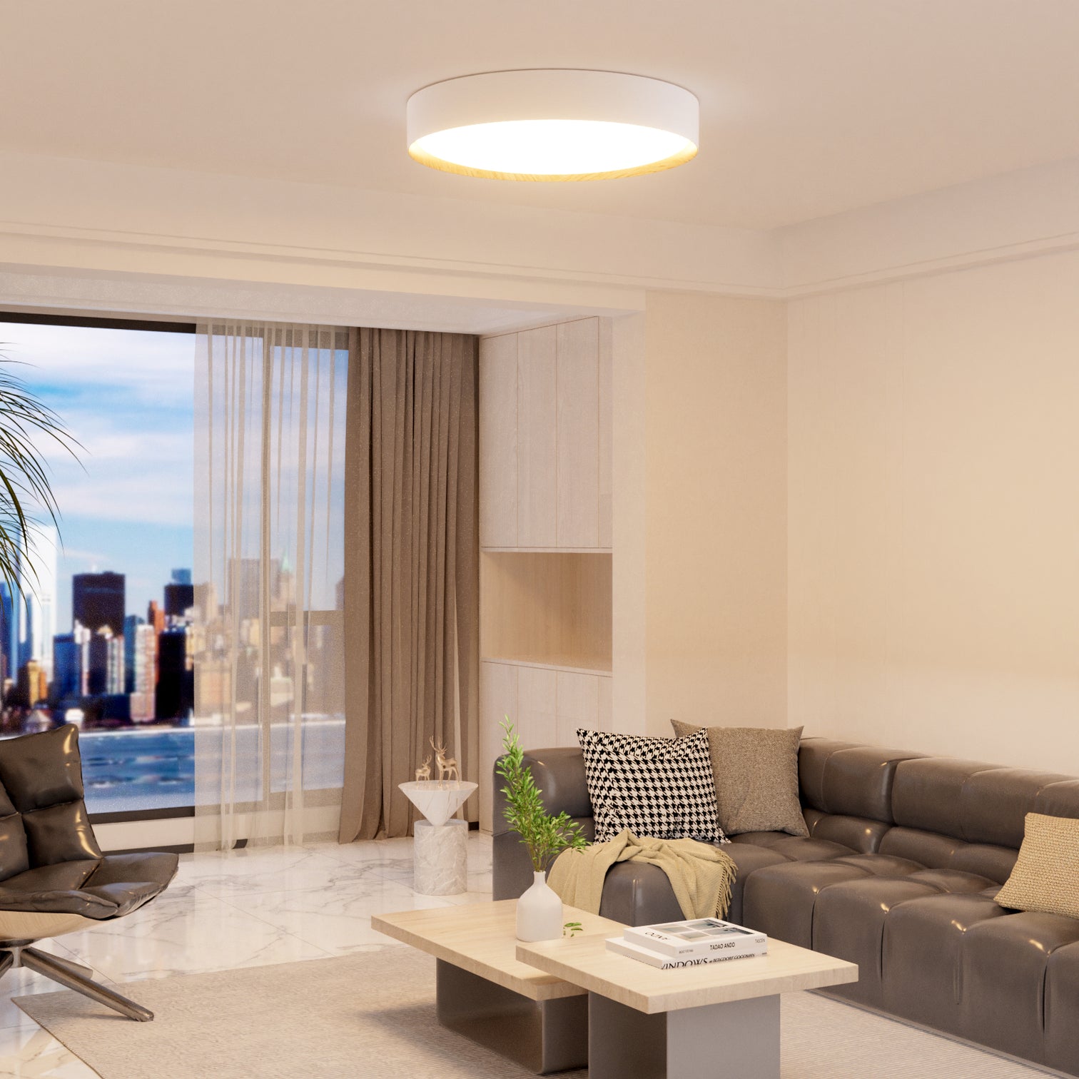 DEMIER Large 500mm Round LED Ceiling Fixture 2CCT 40W Dimmable - 7Pandas Australia