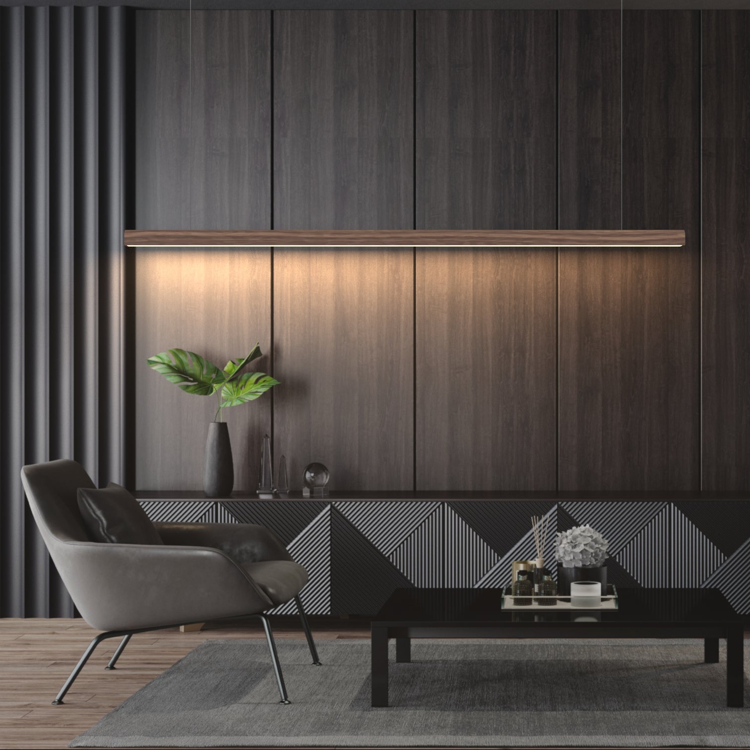 RESONA LED Dimmable Wood Linear Light Fixtures Kitchen Island for Dining Room - 7Pandas Australia