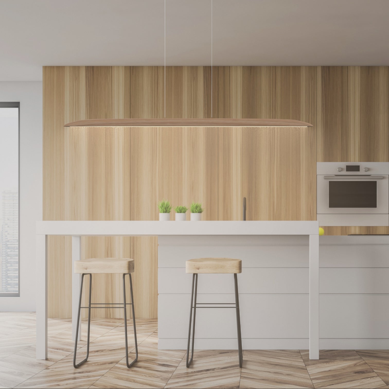 SAIL LED Solid Wood Linear Light 3000K Dimmable Kitchen Island for Dining Room - 7Pandas Australia