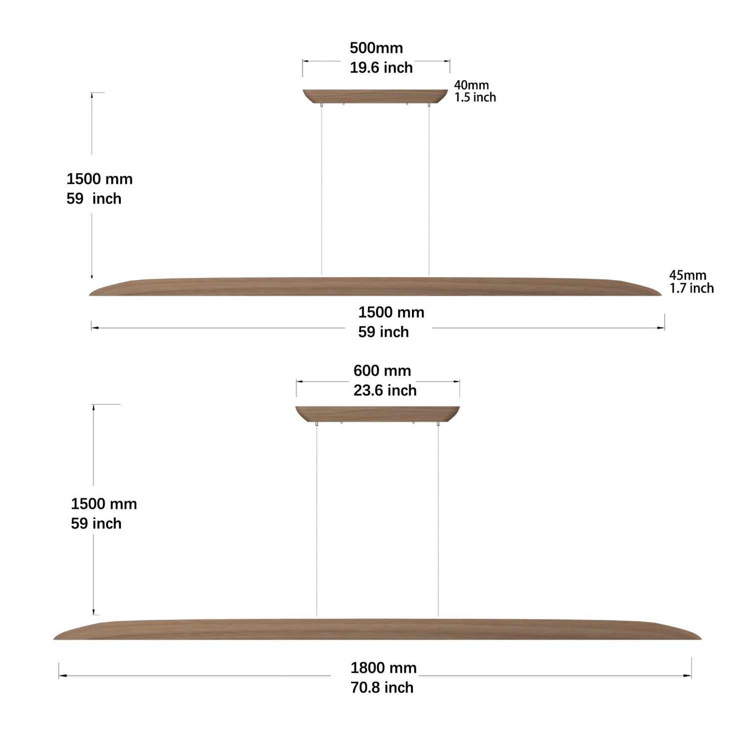 SAIL LED Solid Wood Linear Light 3000K Dimmable Kitchen Island for Dining Room - 7Pandas Australia