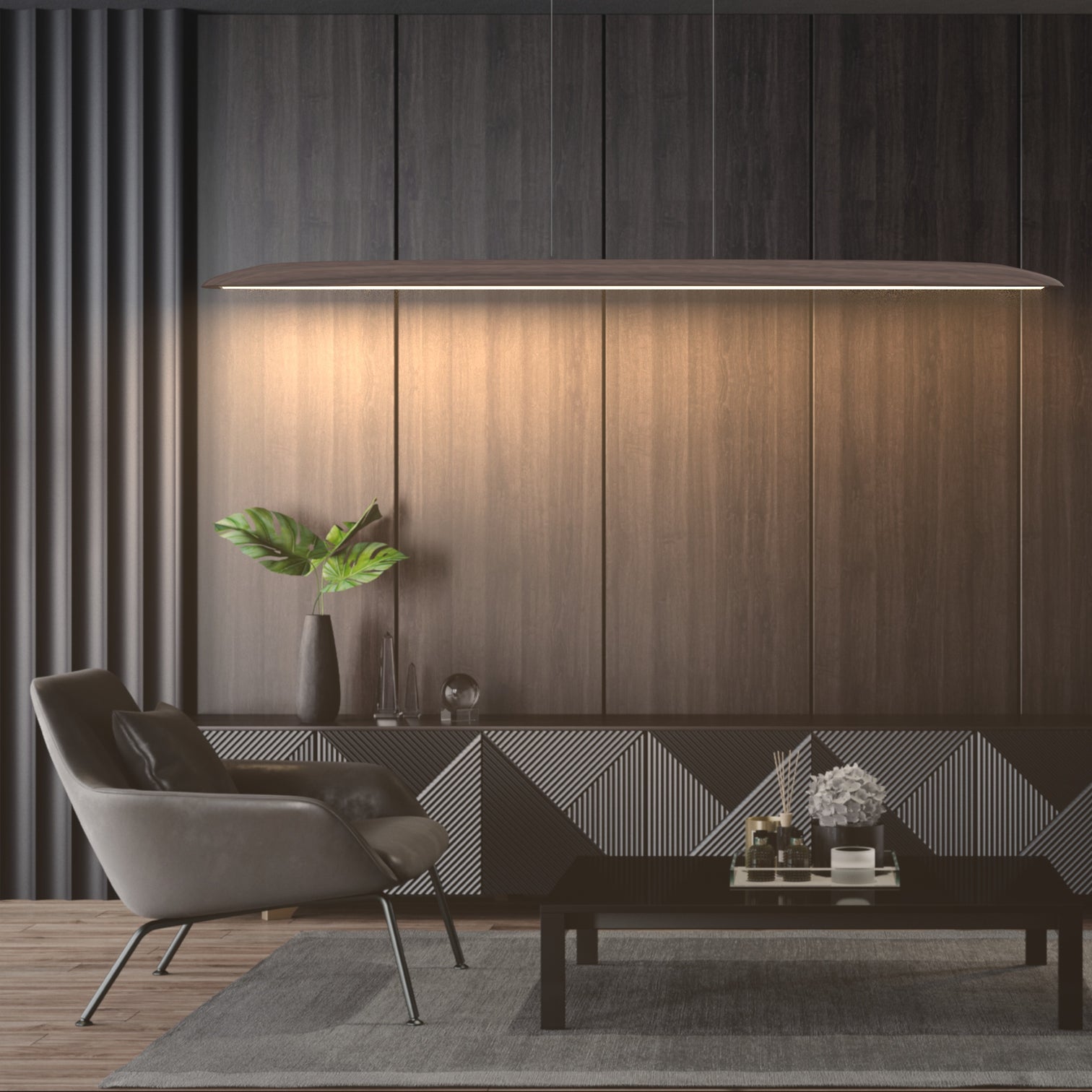 SAIL LED Solid Wood Linear Light 3000K Dimmable Kitchen Island for Dining Room - 7Pandas Australia