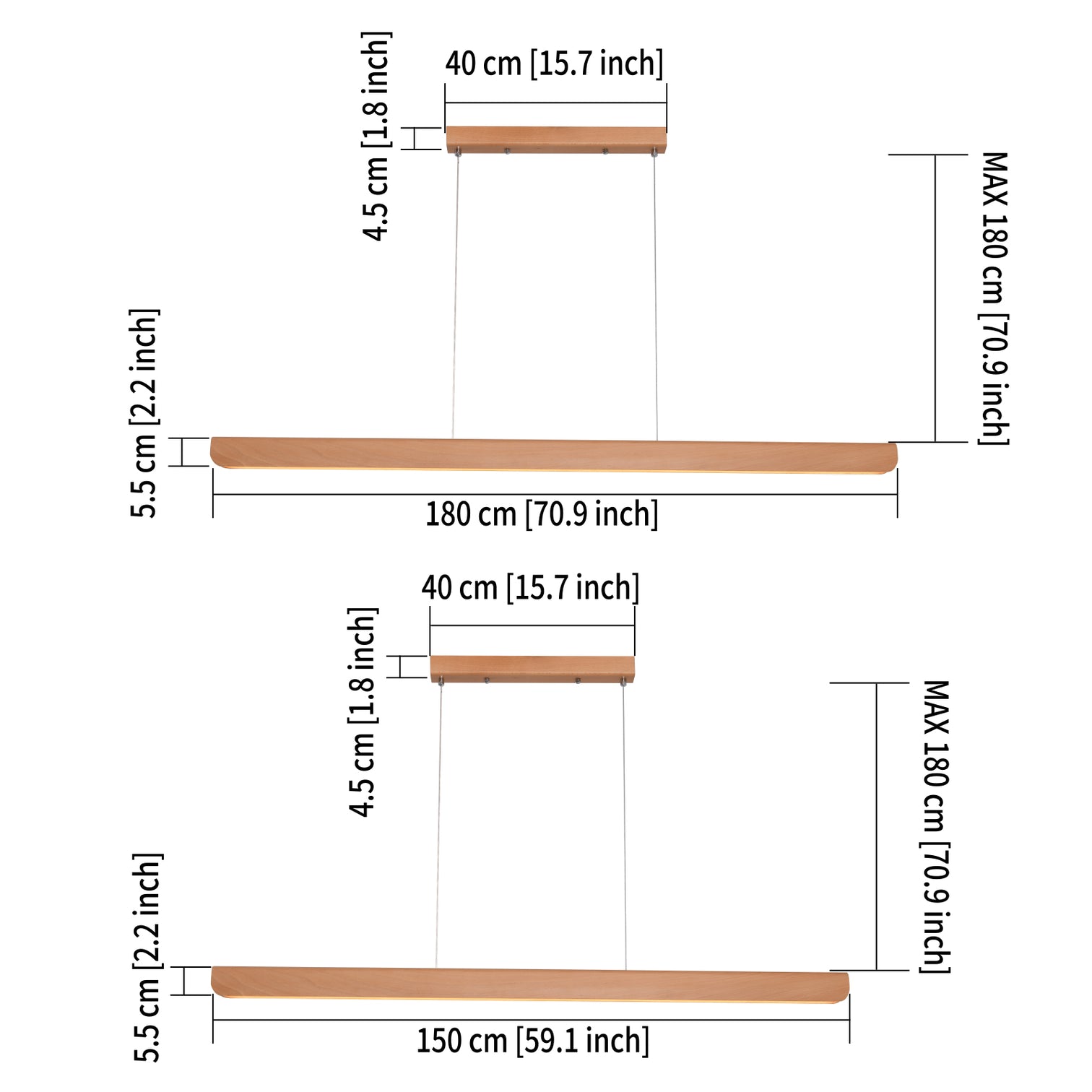 AMIRA Dimmable LED Solid Wood Linear Light 3CCT Selectable Kitchen Island for Dining Room - 7Pandas Australia