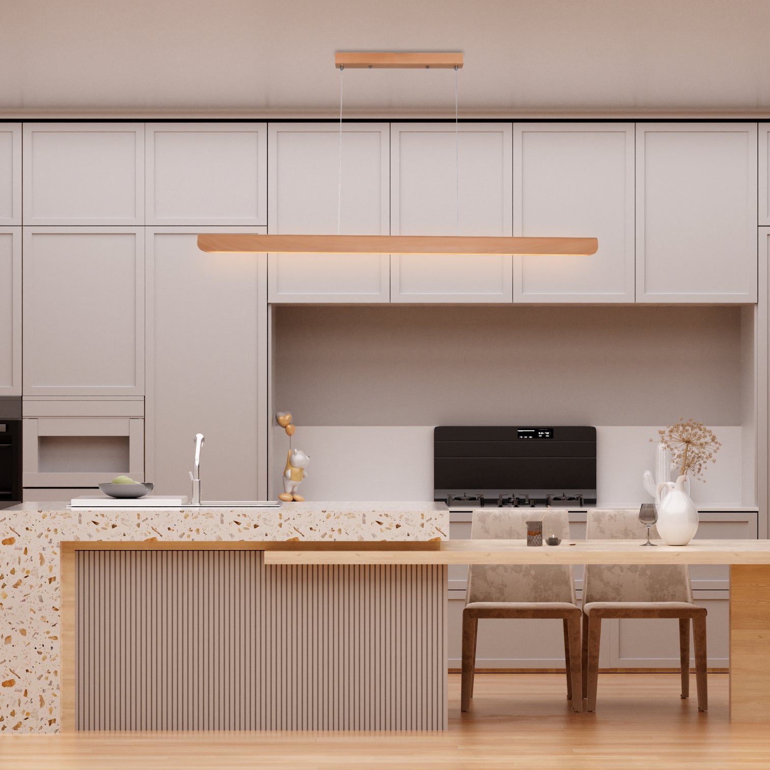 AMIRA Dimmable LED Solid Wood Linear Light 3CCT Selectable Kitchen Island for Dining Room - 7Pandas Australia