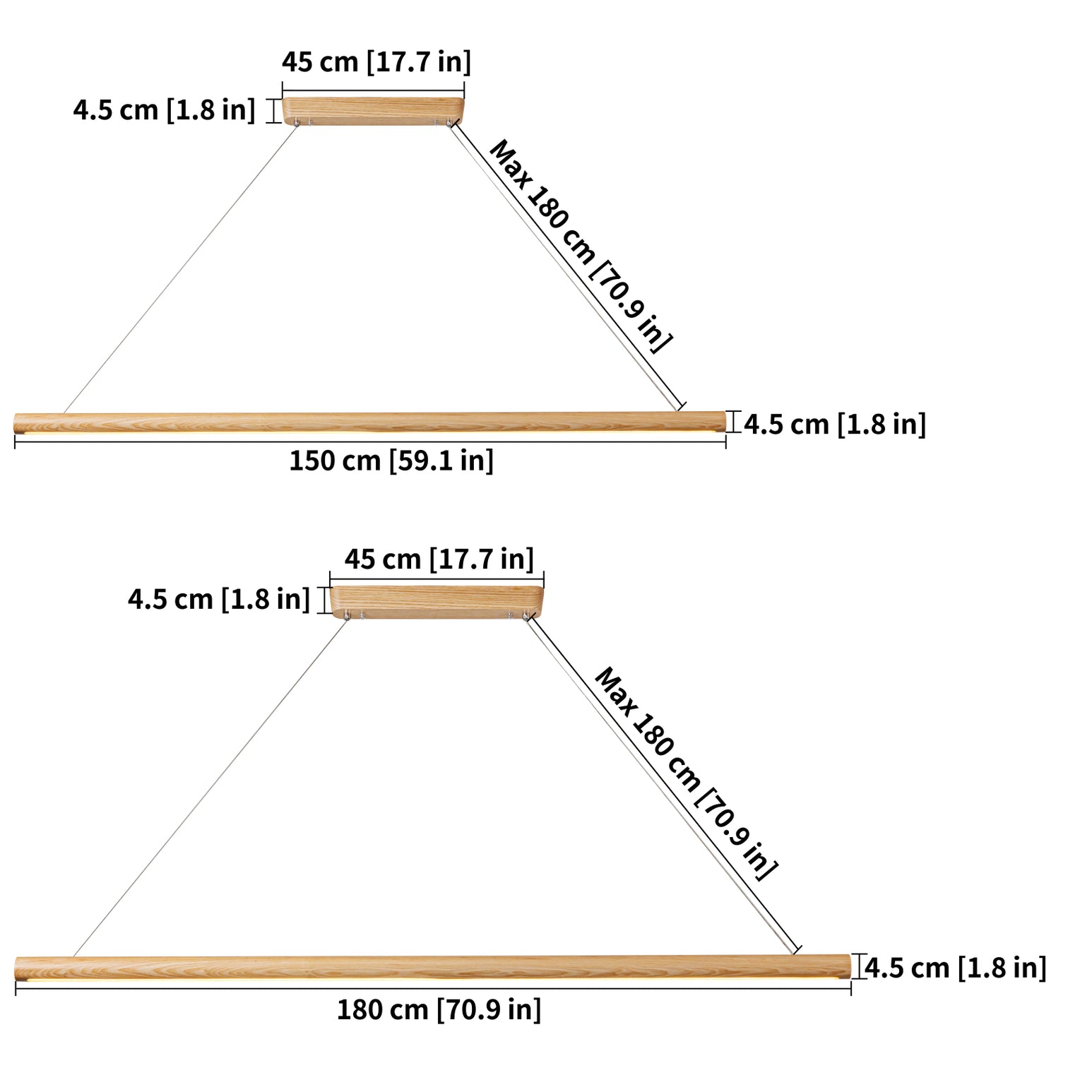 TALIA Natural Wood LED Linear Pendant Light Kitchen Island 3CCT 3000K/4000K/6000K dimmable - 7Pandas Australia