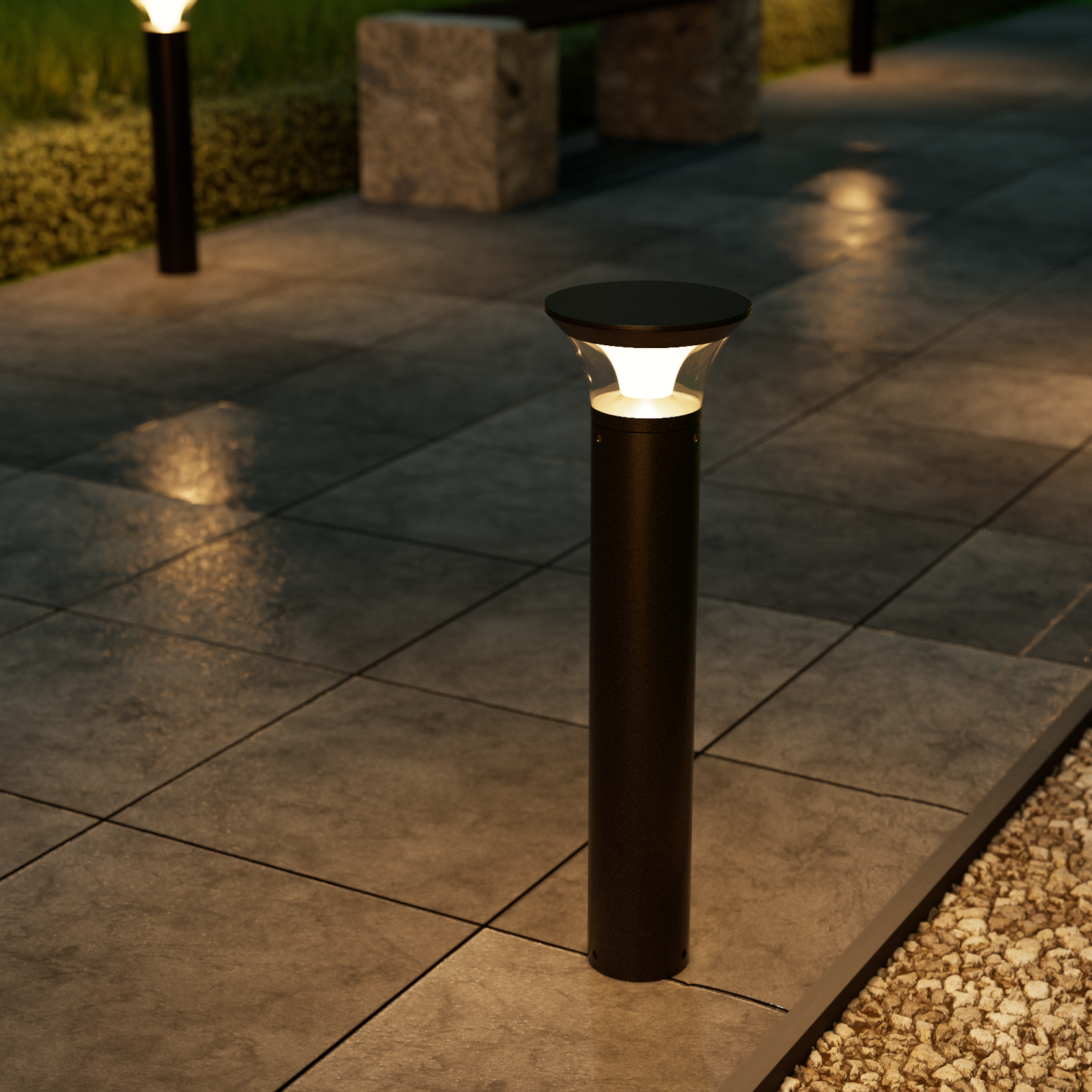 TOMMY Landscape Pathway Garden LED Bollard Lights 16W 3000K Outdoor IP65 Aluminium Black - 7Pandas Australia