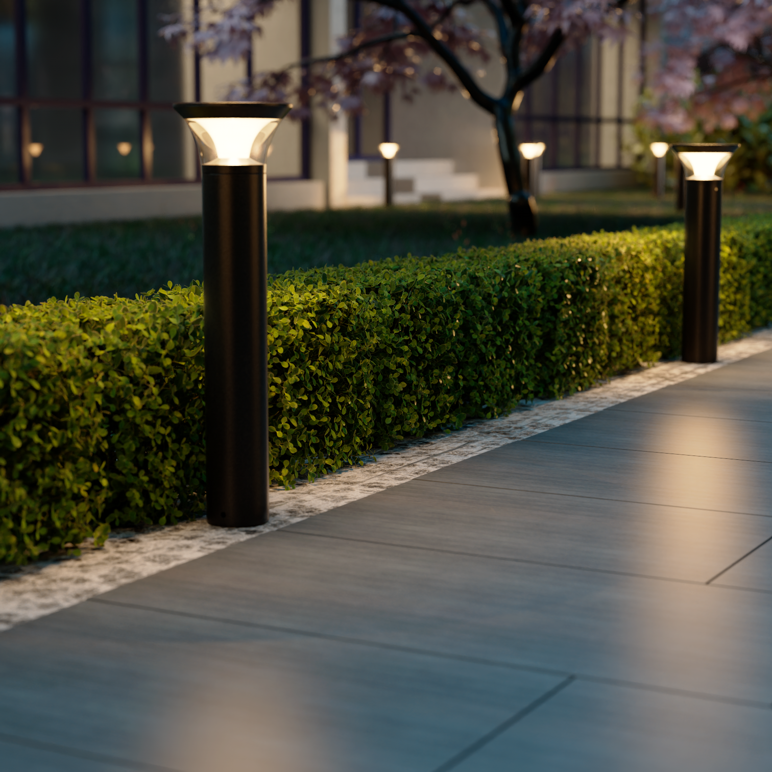TOMMY Landscape Pathway Garden LED Bollard Lights 16W 3000K Outdoor IP65 Aluminium Black - 7Pandas Australia