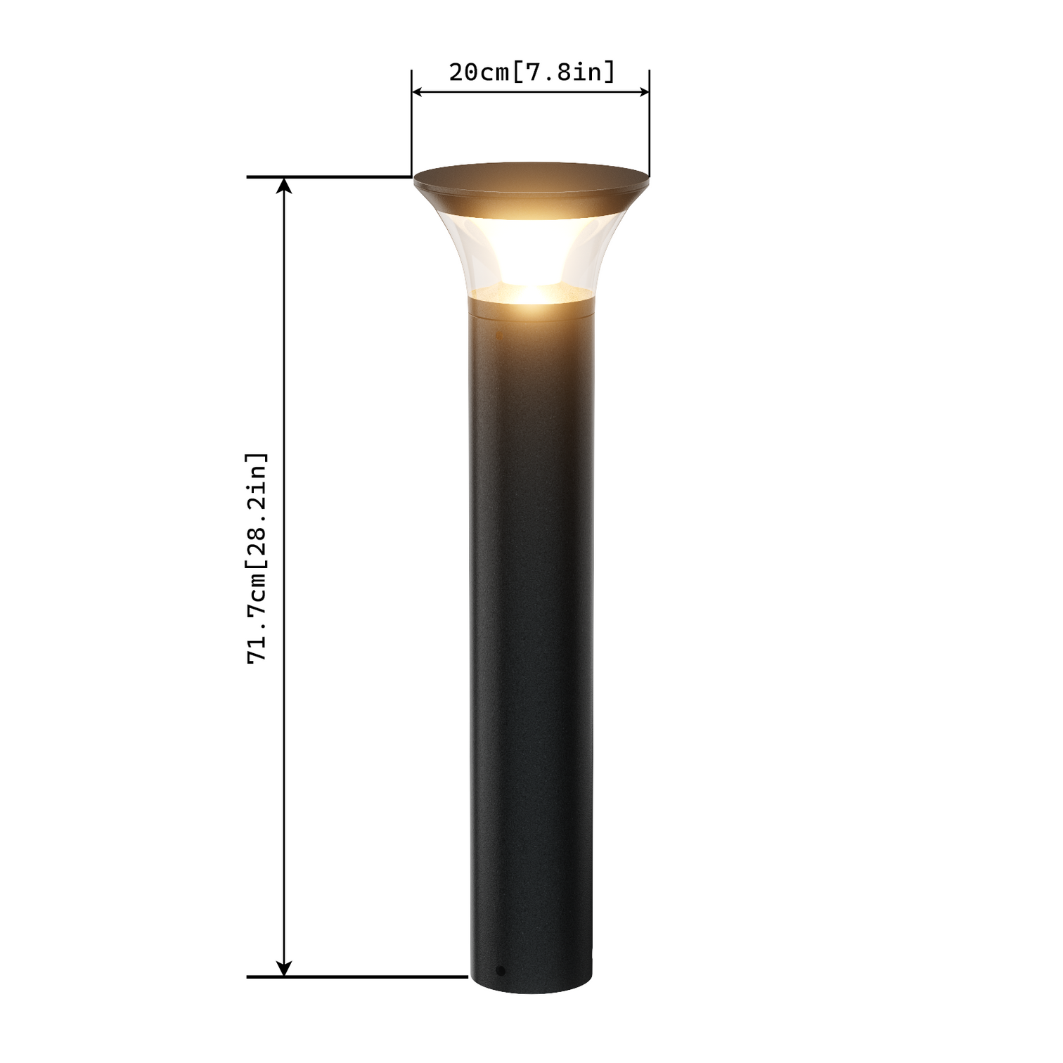 TOMMY Landscape Pathway Garden LED Bollard Lights 16W 3000K Outdoor IP65 Aluminium Black - 7Pandas Australia